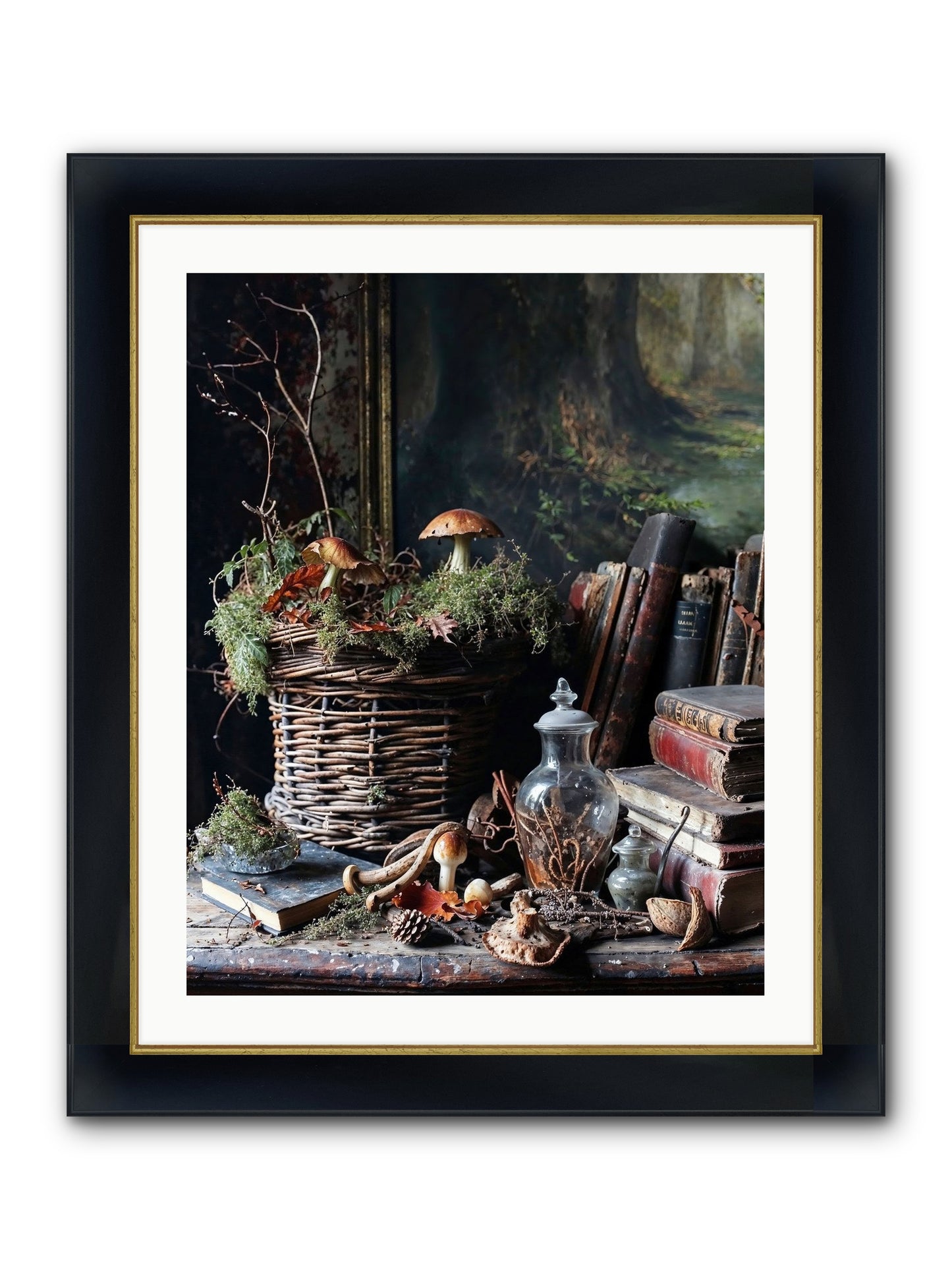 Cathartic Rendering Framed Print - Wide Black w/Gold 24x30
