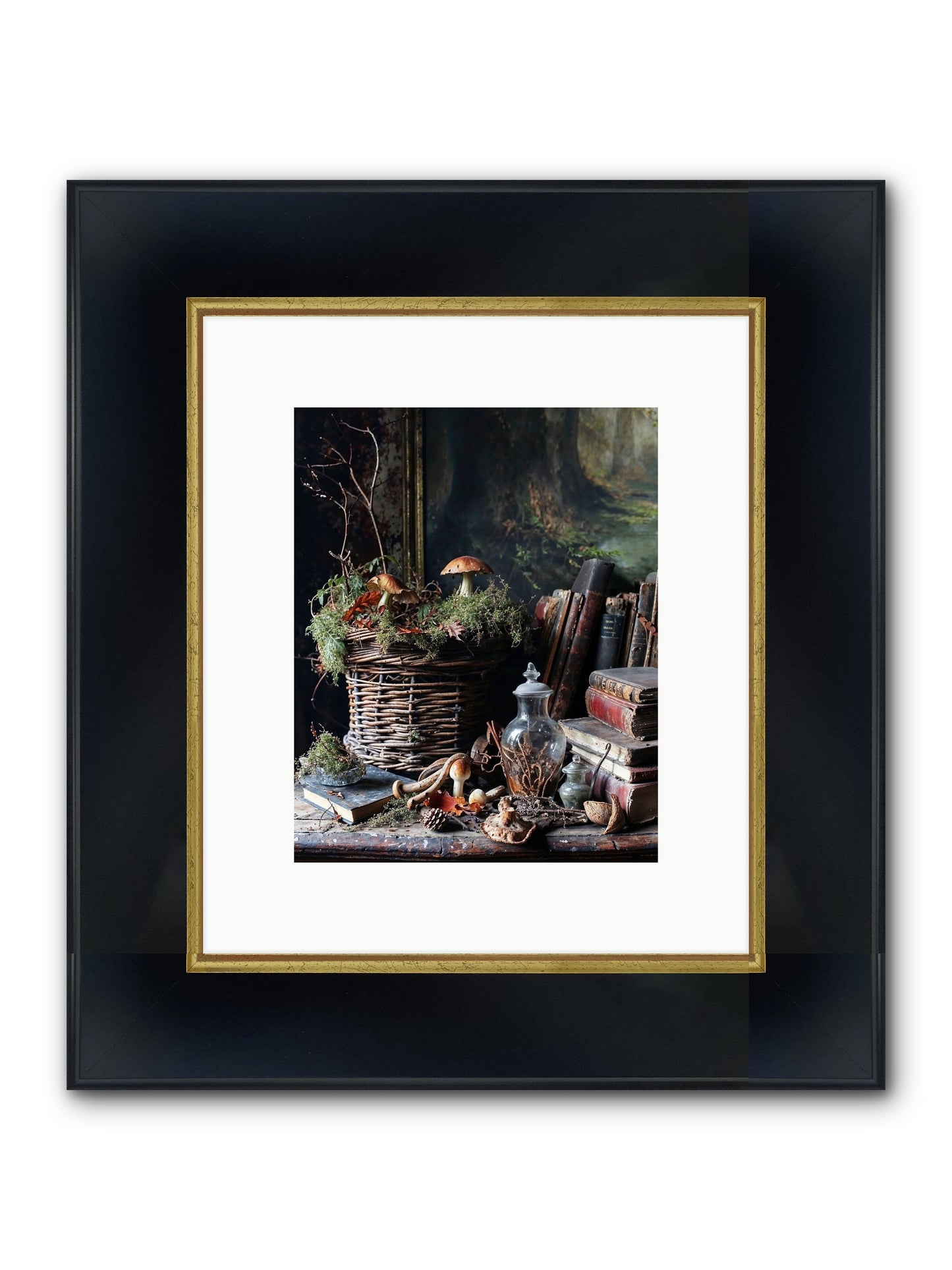 Cathartic Rendering Framed Print - Wide Black w/Gold 8x10