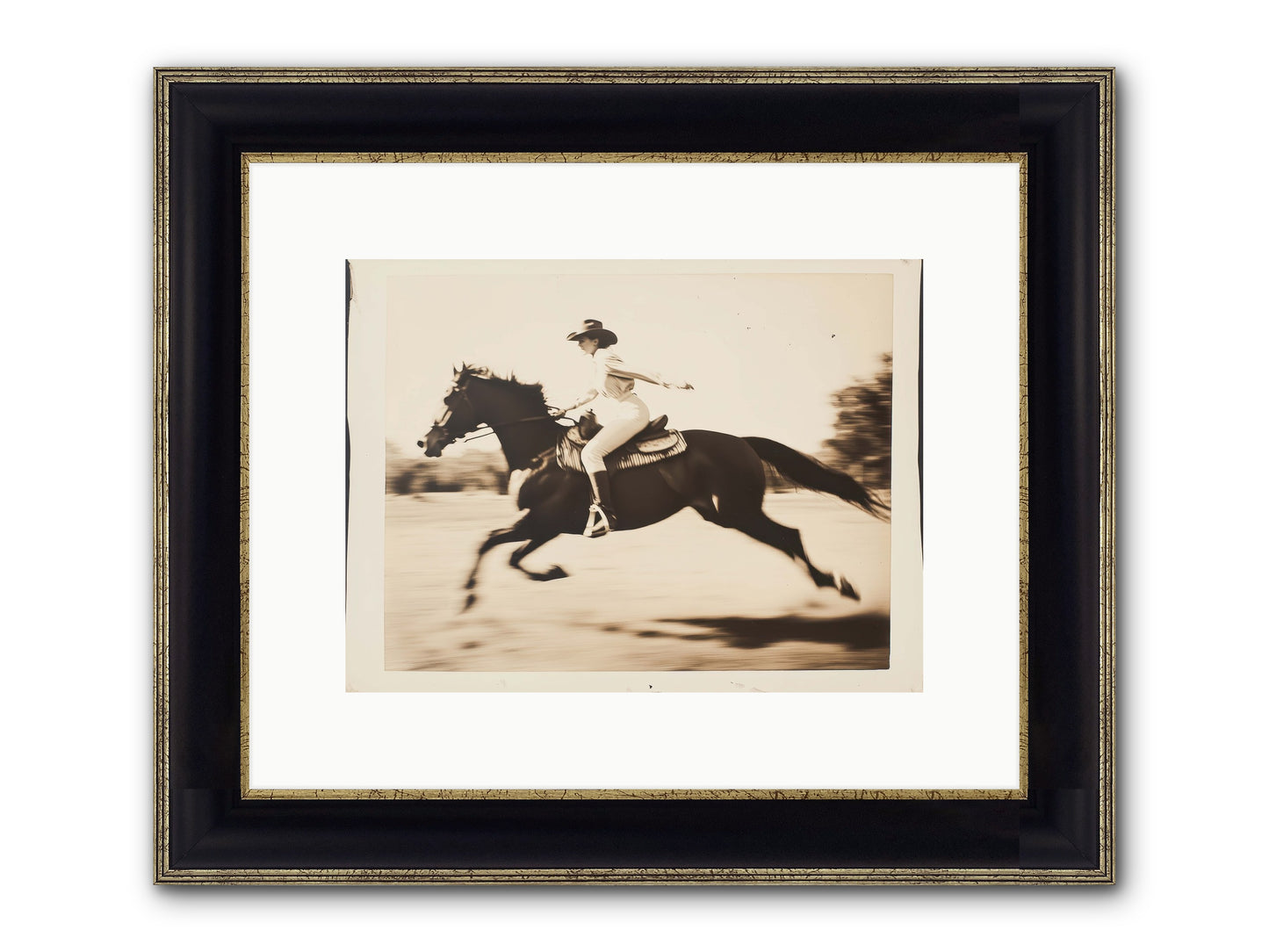 Cattle Call Echo Framed Print - Black & Gold 12x9