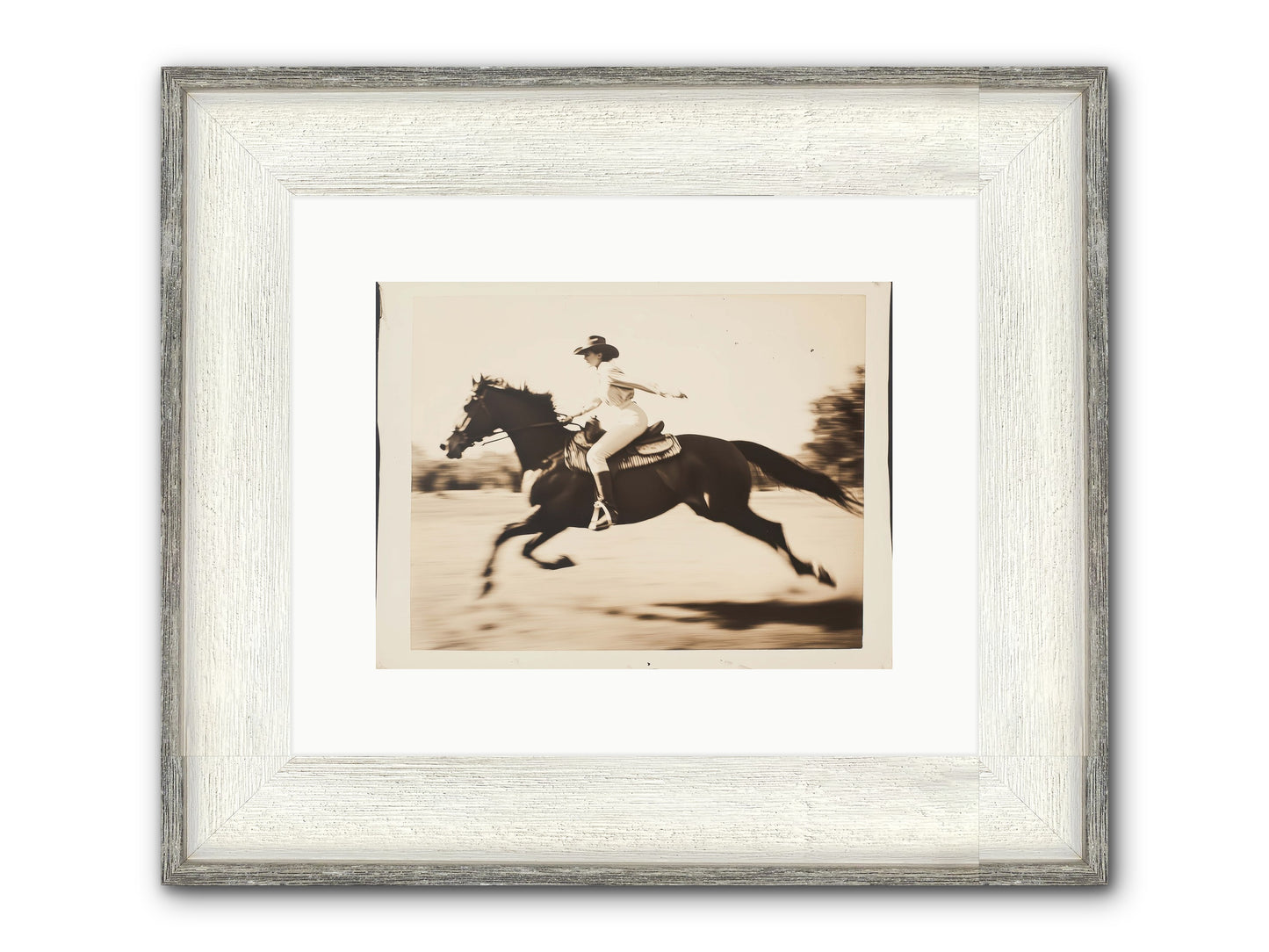 Cattle Call Echo Framed Print - Driftwood White 12x9