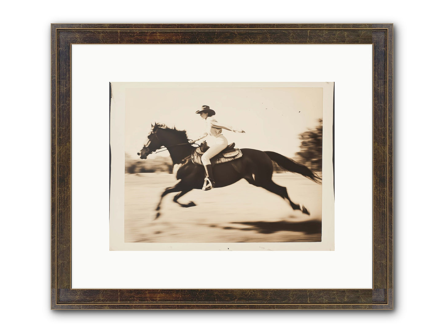 Cattle Call Echo Framed Print - Slimwoods Black/Gold 12x9