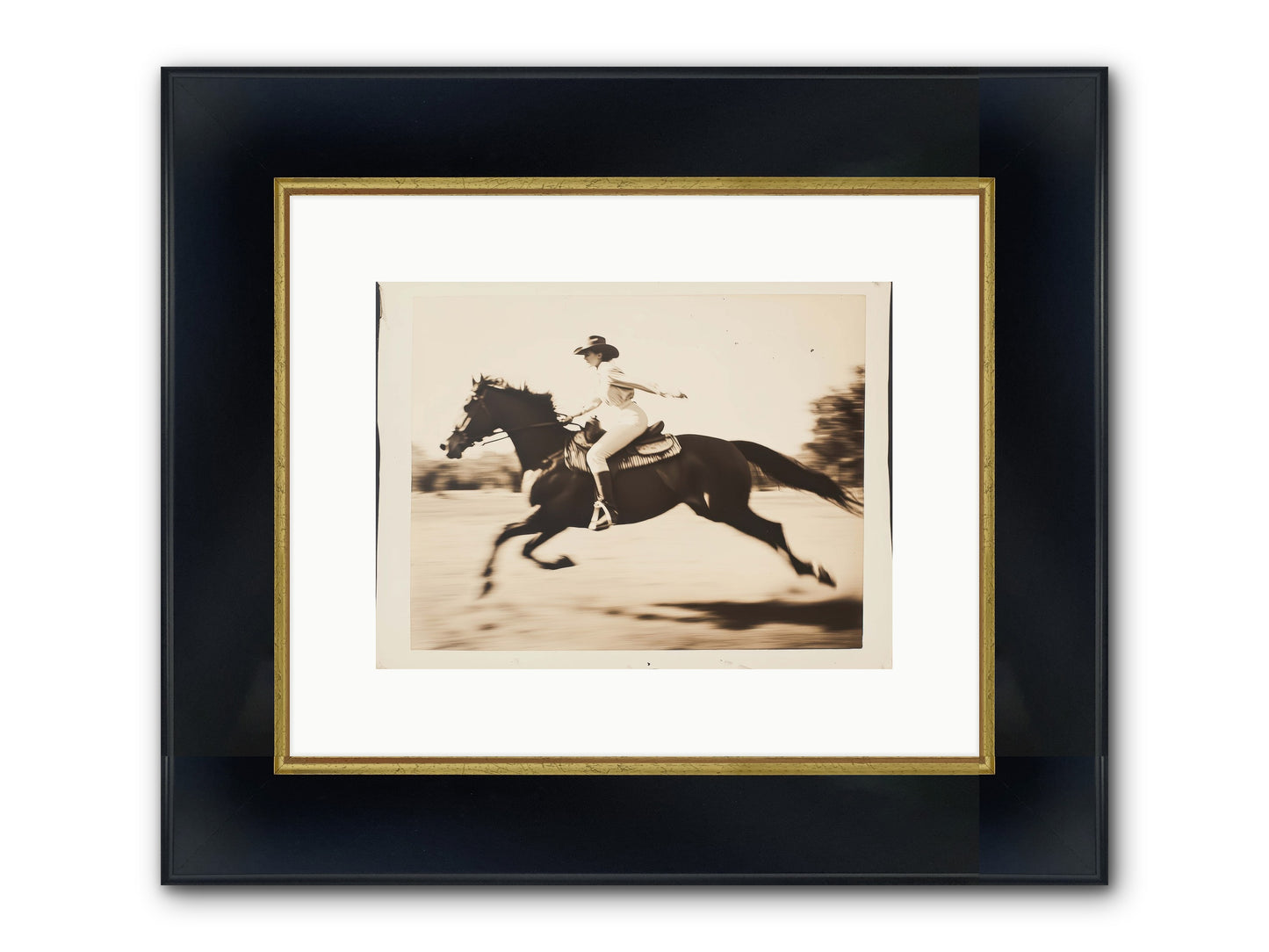 Cattle Call Echo Framed Print - Wide Black w/Gold 12x9
