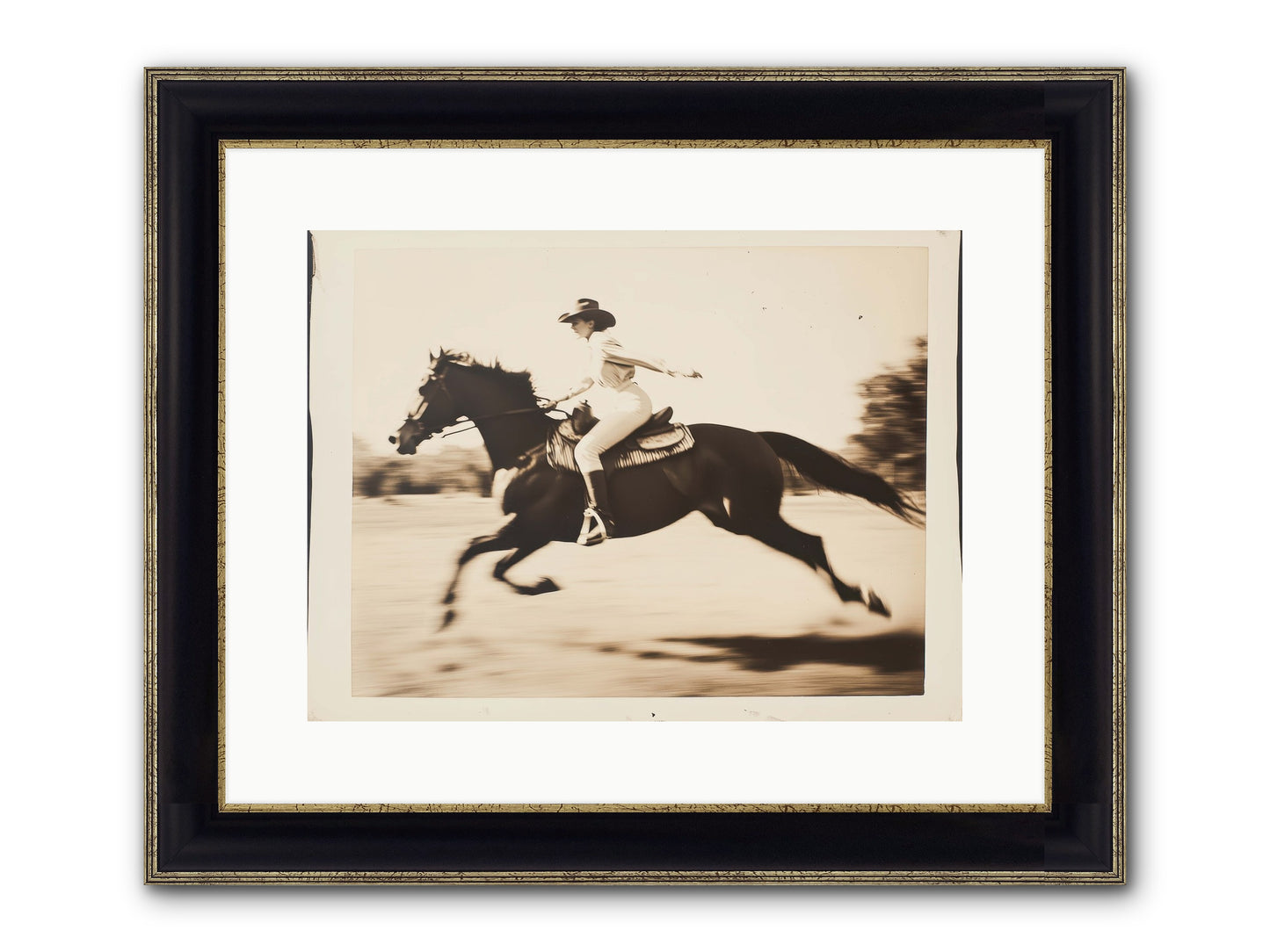 Cattle Call Echo Framed Print - Black & Gold 16x12
