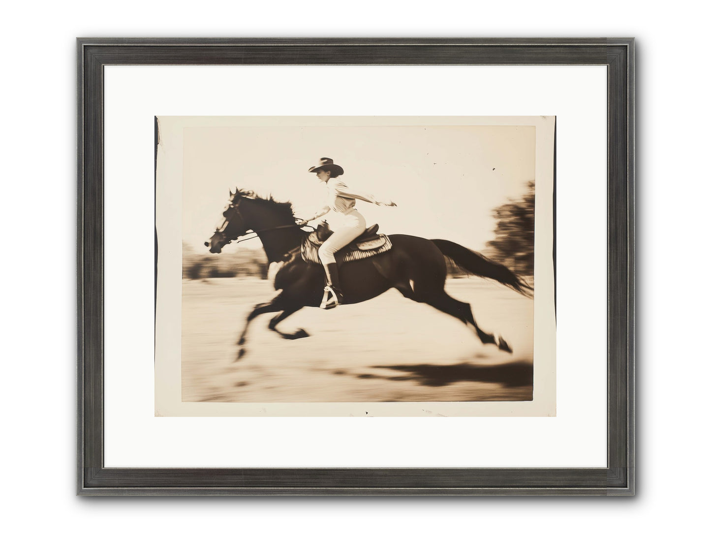 Cattle Call Echo Framed Print - Slimwoods Black/Silver 16x12