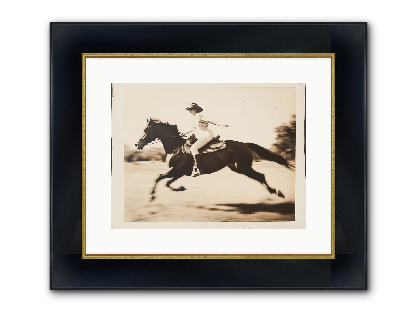 Cattle Call Echo Framed Print - Wide Black w/Gold 16x12