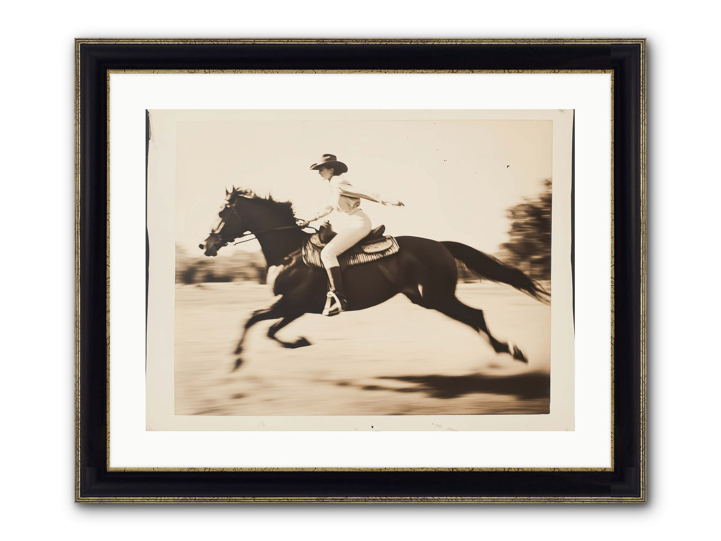 Cattle Call Echo Framed Print - Black & Gold 24x18