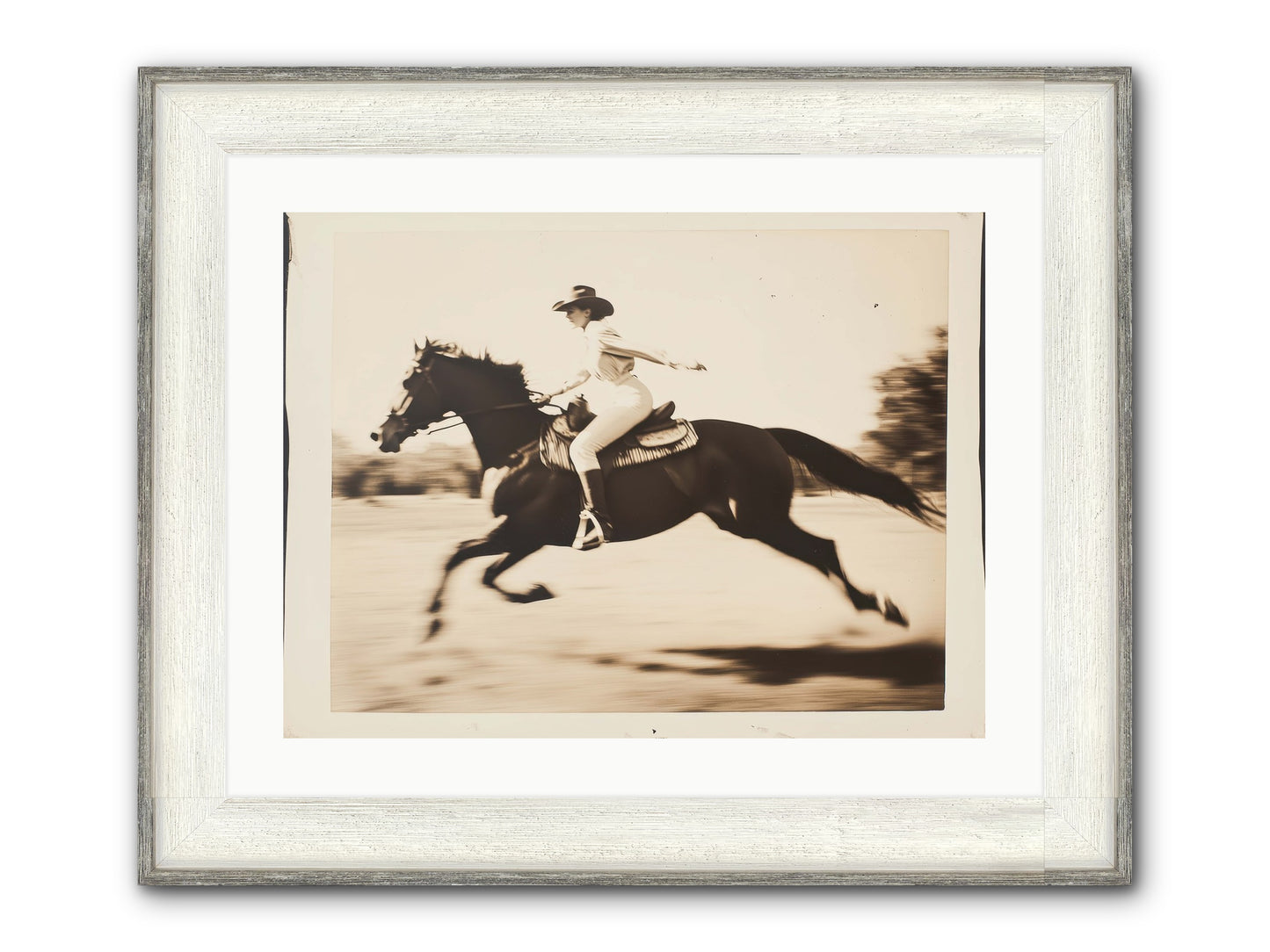 Cattle Call Echo Framed Print - Driftwood White 24x18