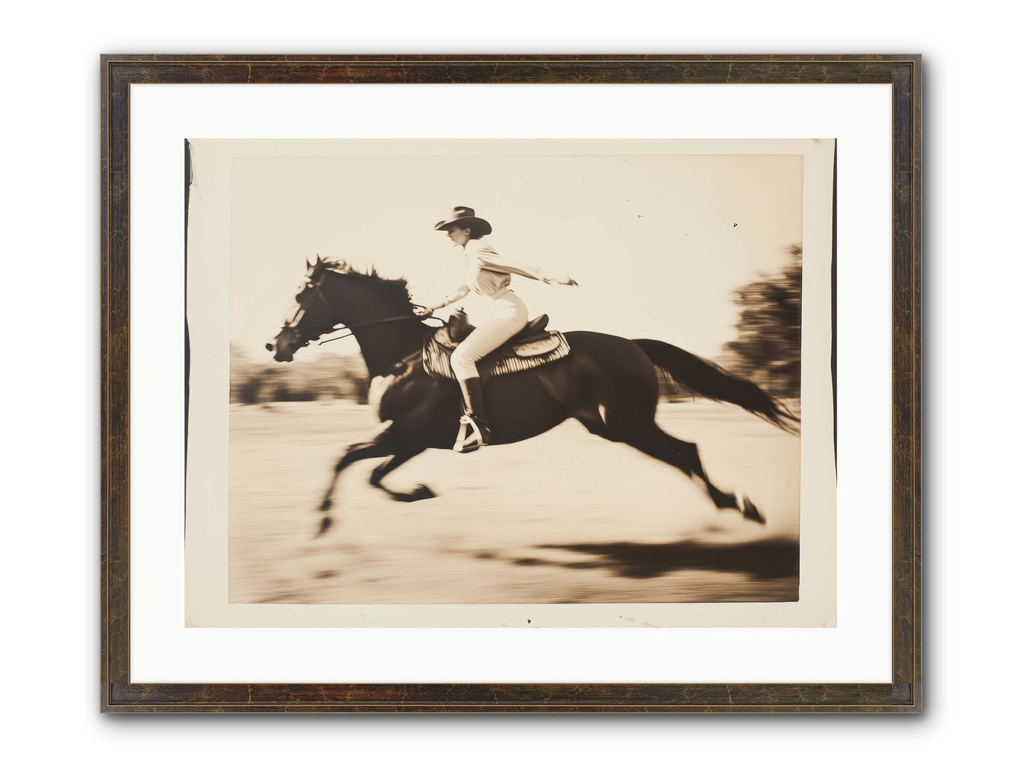Cattle Call Echo Framed Print - Slimwoods Black/Gold 24x18