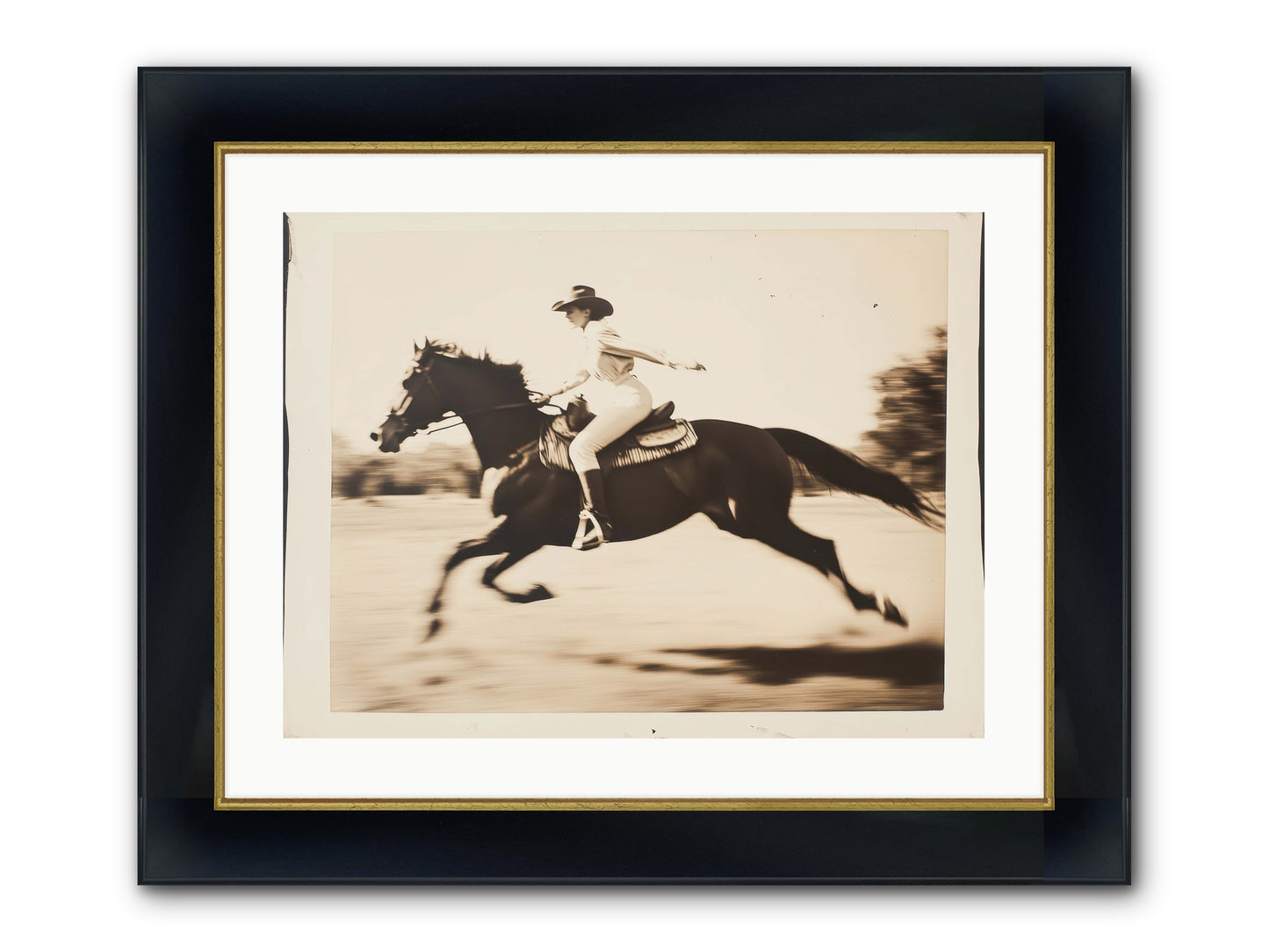 Cattle Call Echo Framed Print - Wide Black w/Gold 24x18