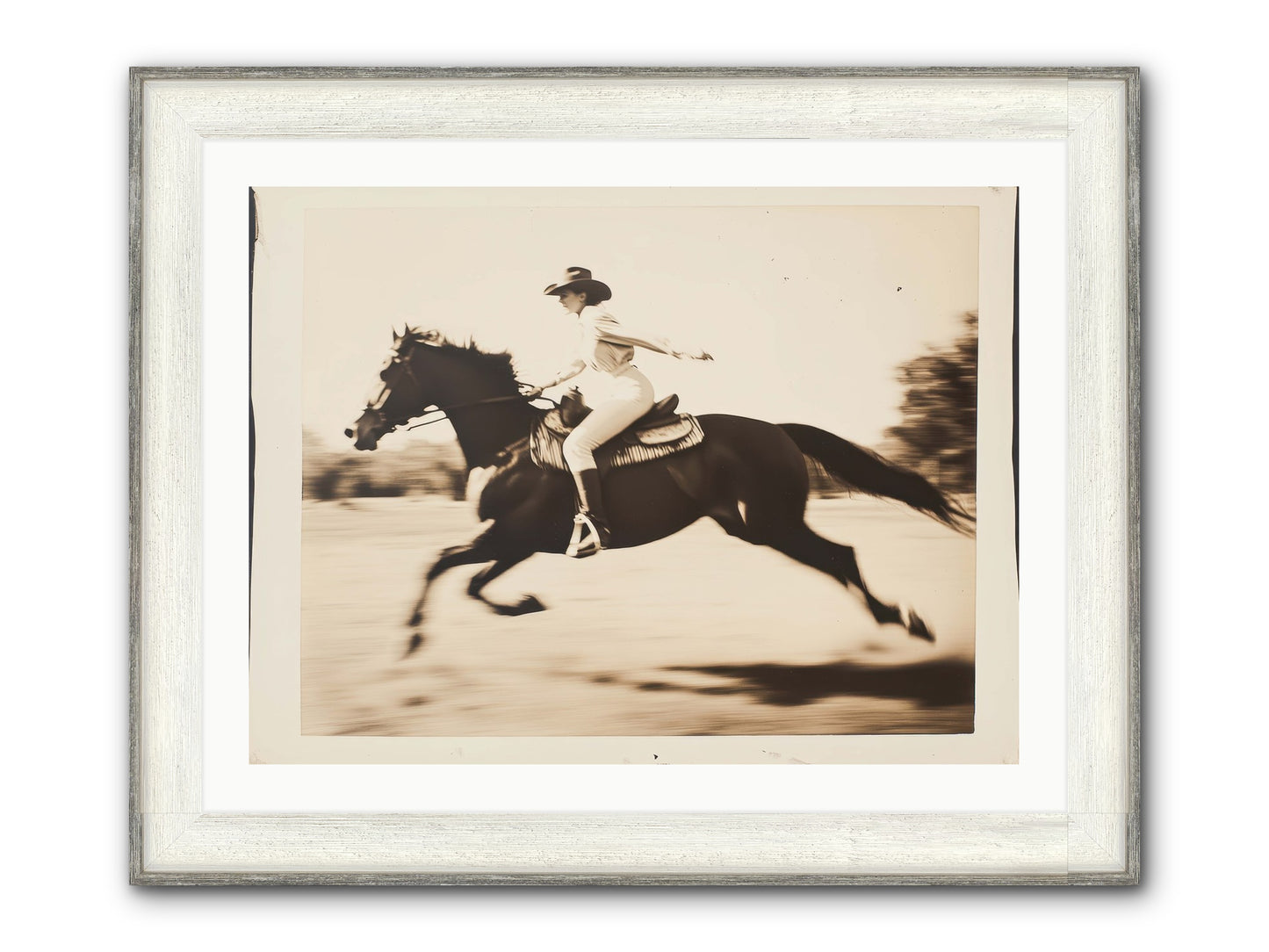 Cattle Call Echo Framed Print - Driftwood White 32x24