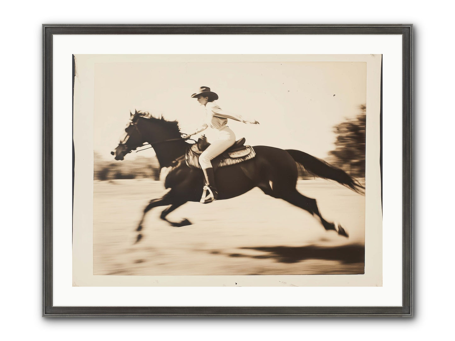 Cattle Call Echo Framed Print - Slimwoods Black/Silver 32x24