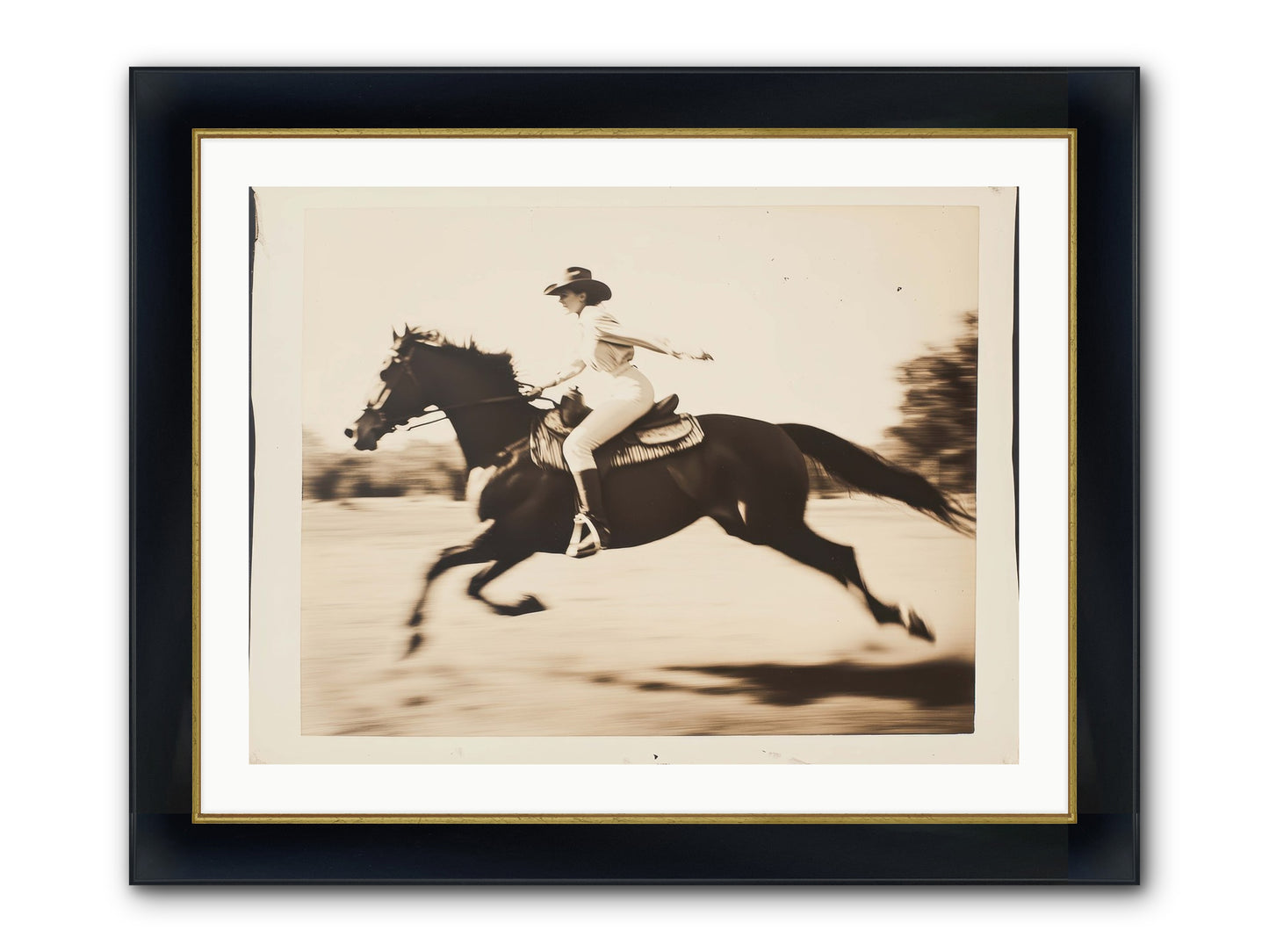 Cattle Call Echo Framed Print - Wide Black w/Gold 32x24