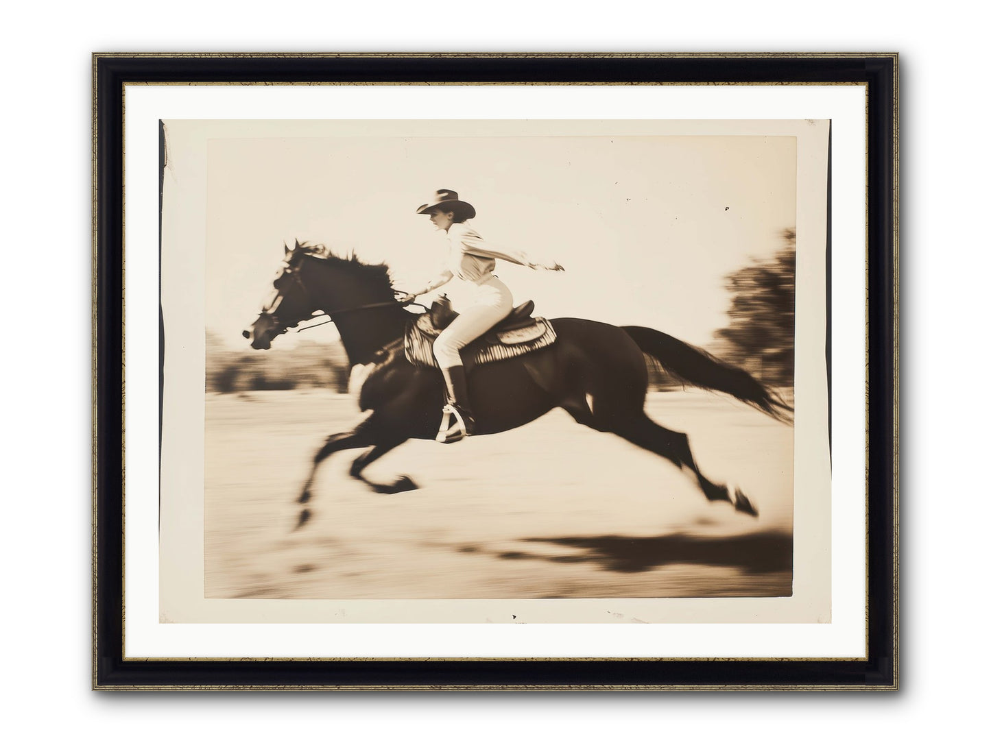 Cattle Call Echo Framed Print - Black & Gold 40x30
