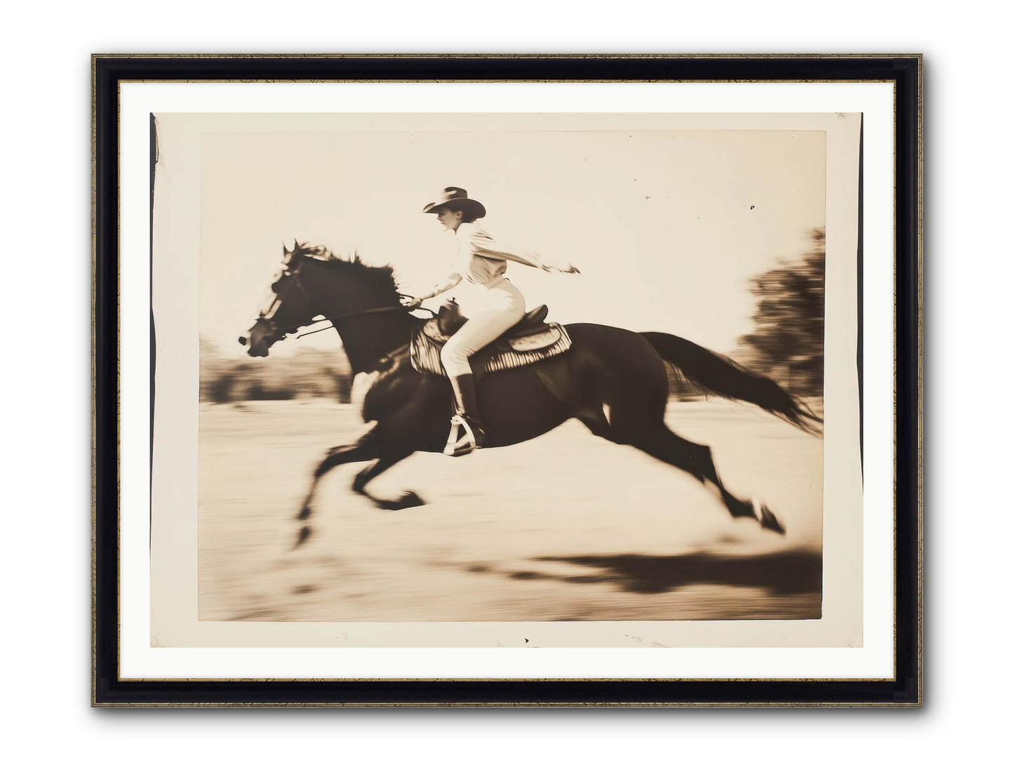 Cattle Call Echo Framed Print - Black & Gold 48x36