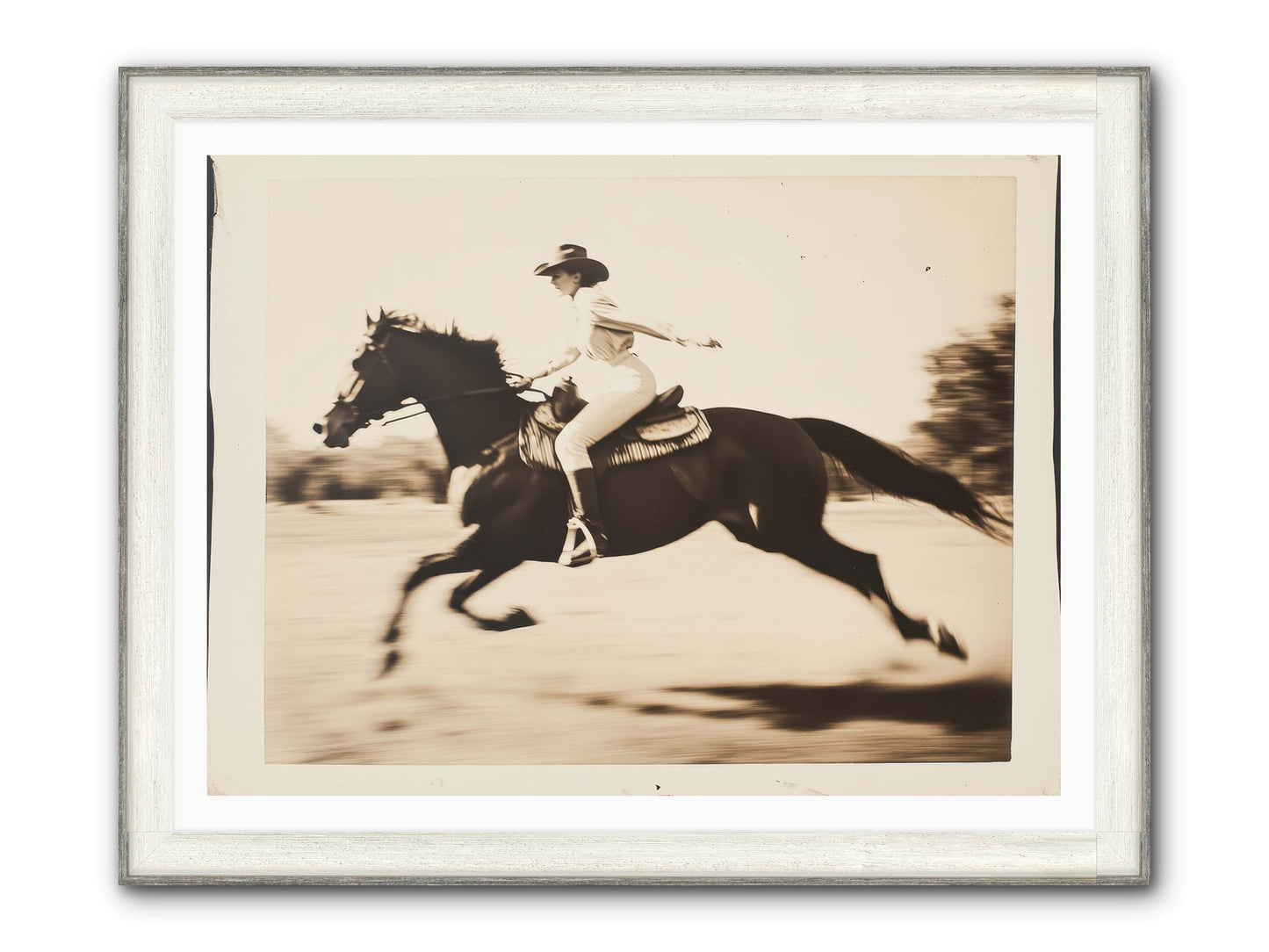 Cattle Call Echo Framed Print - Driftwood White 48x36