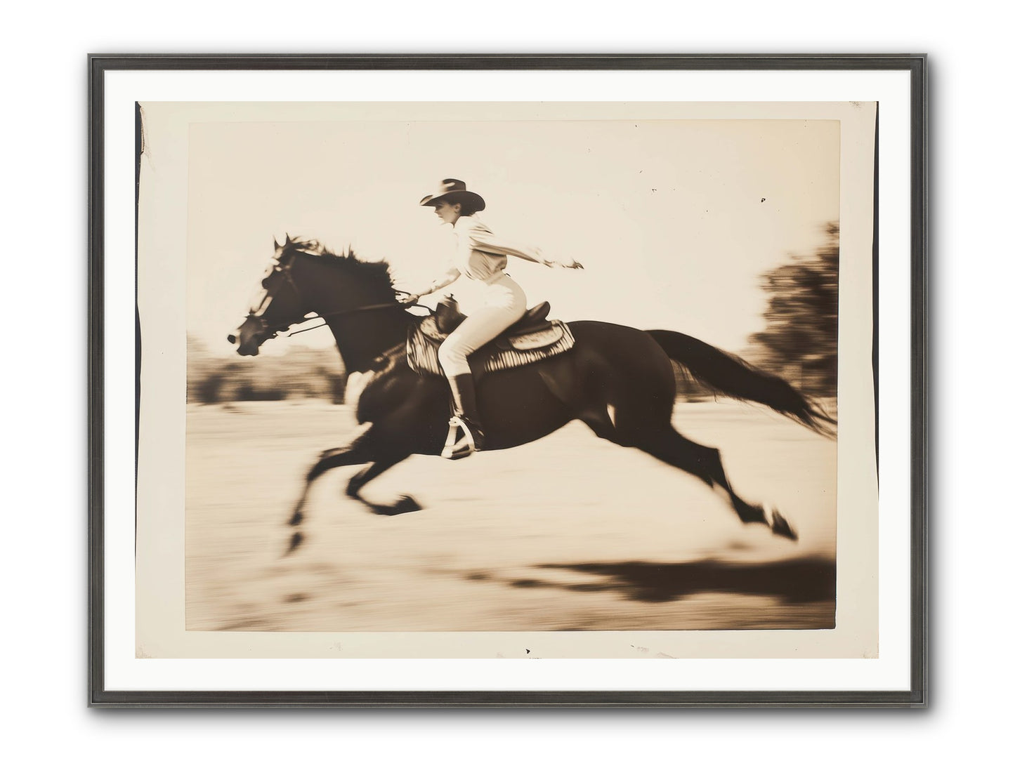 Cattle Call Echo Framed Print - Slimwoods Black/Silver 48x36