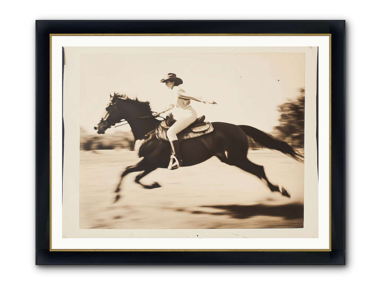 Cattle Call Echo Framed Print - Wide Black w/Gold 48x36