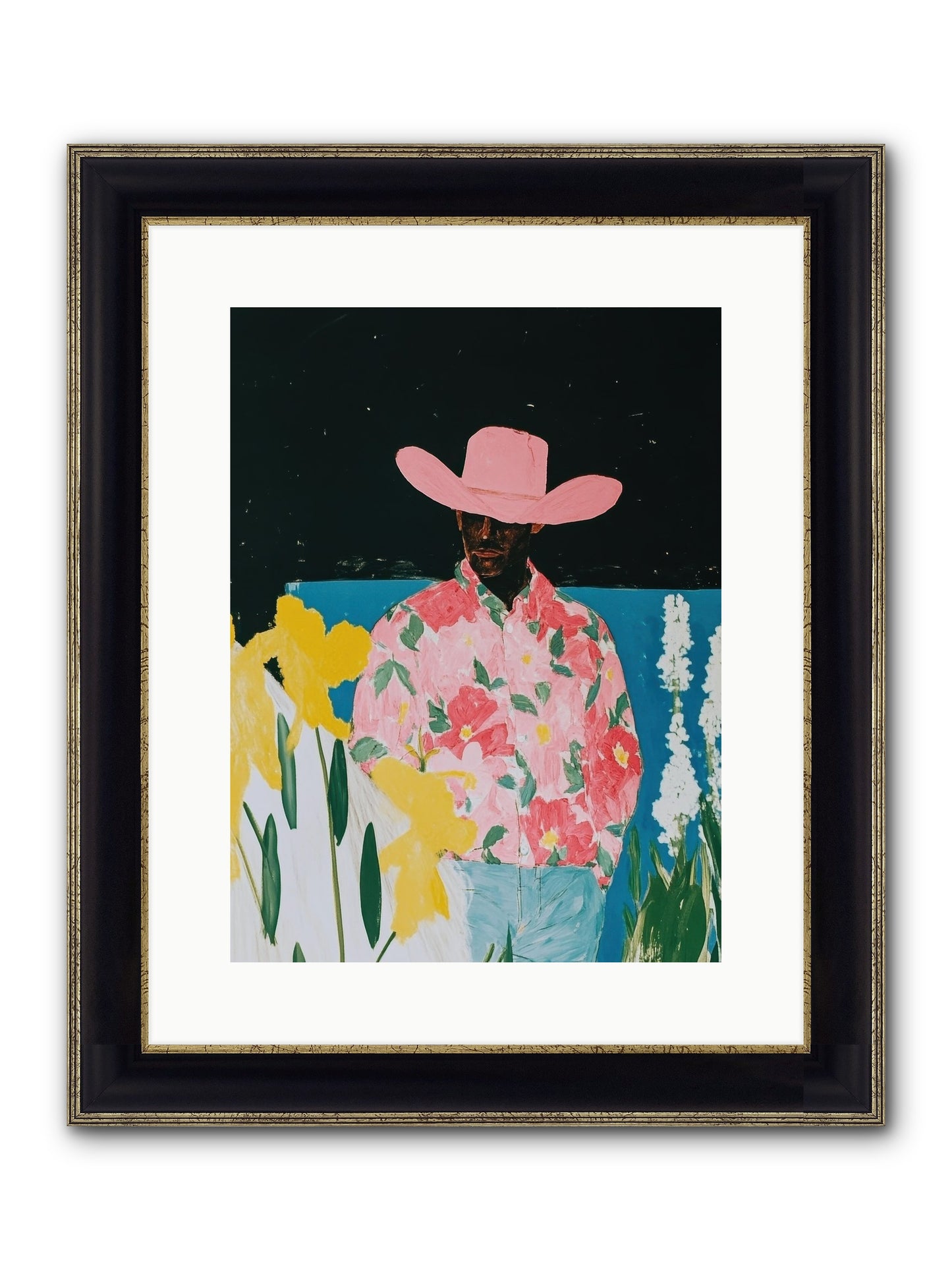 Cattle Drive Commander Framed Print - Black & Gold 12x16