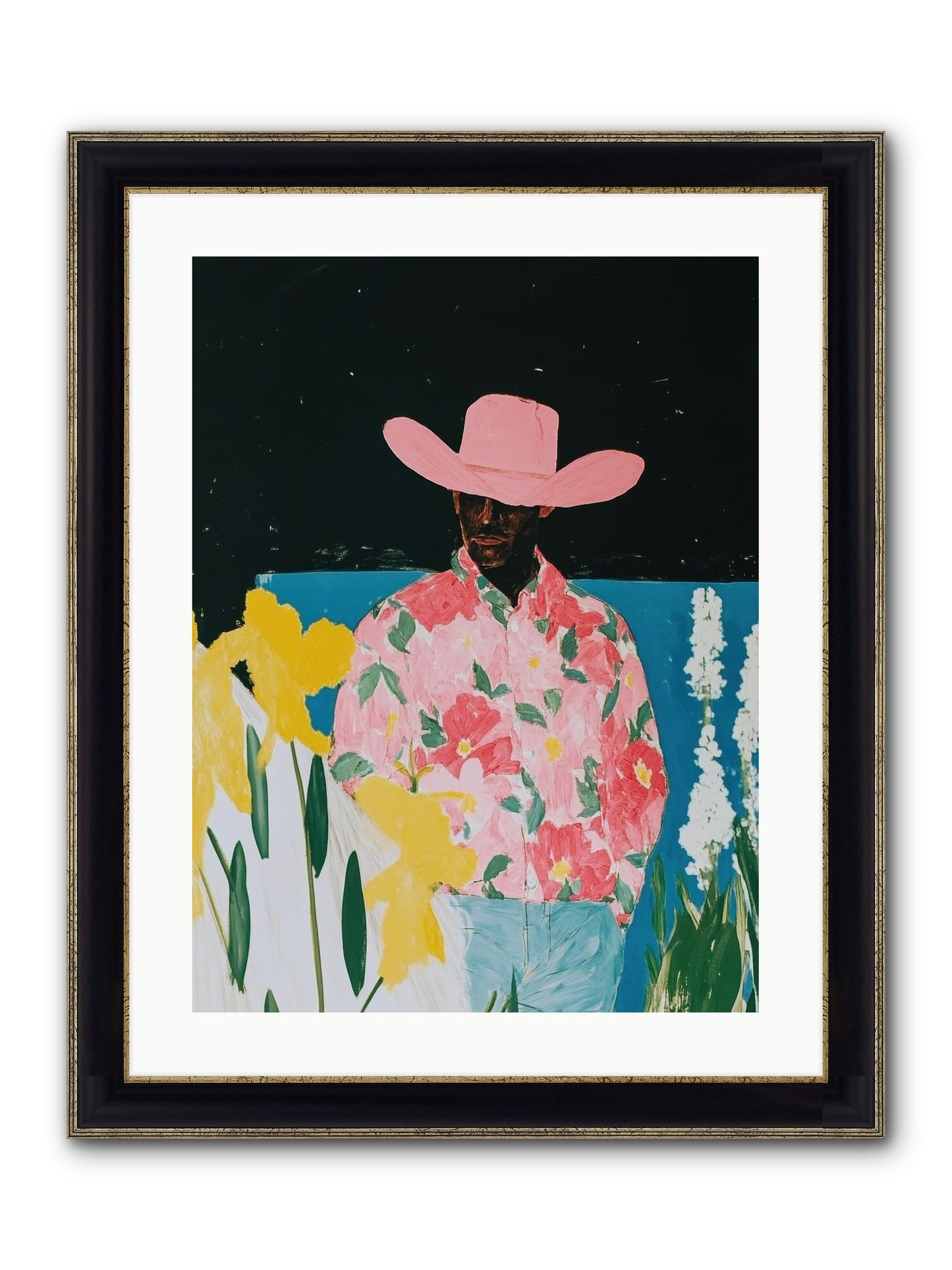 Cattle Drive Commander Framed Print - Black & Gold 18x24