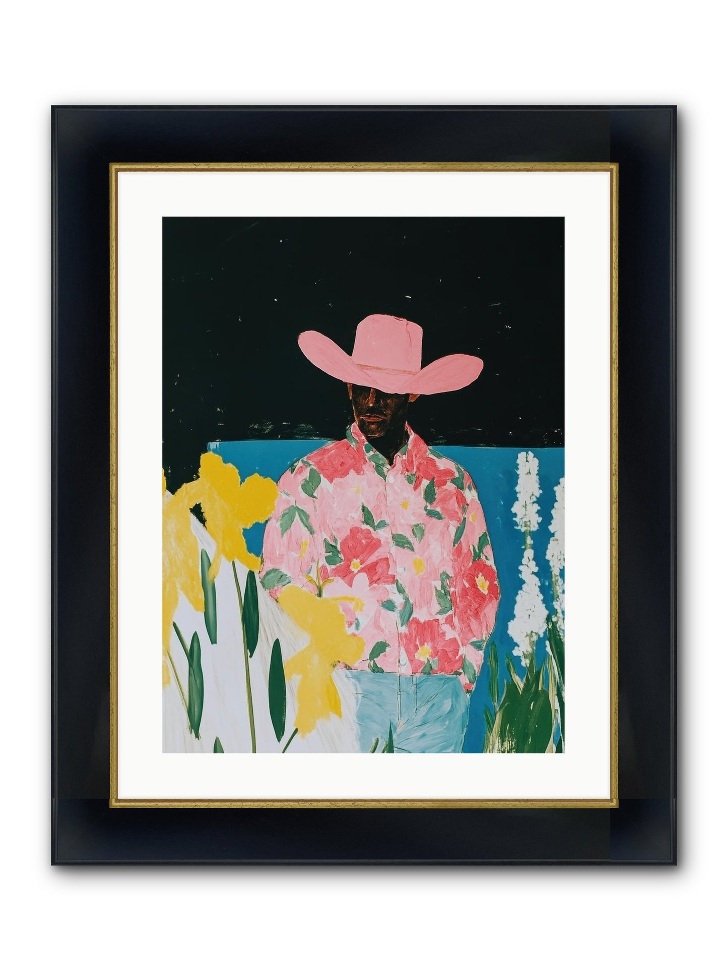 Cattle Drive Commander Framed Print - Wide Black w/Gold 18x24