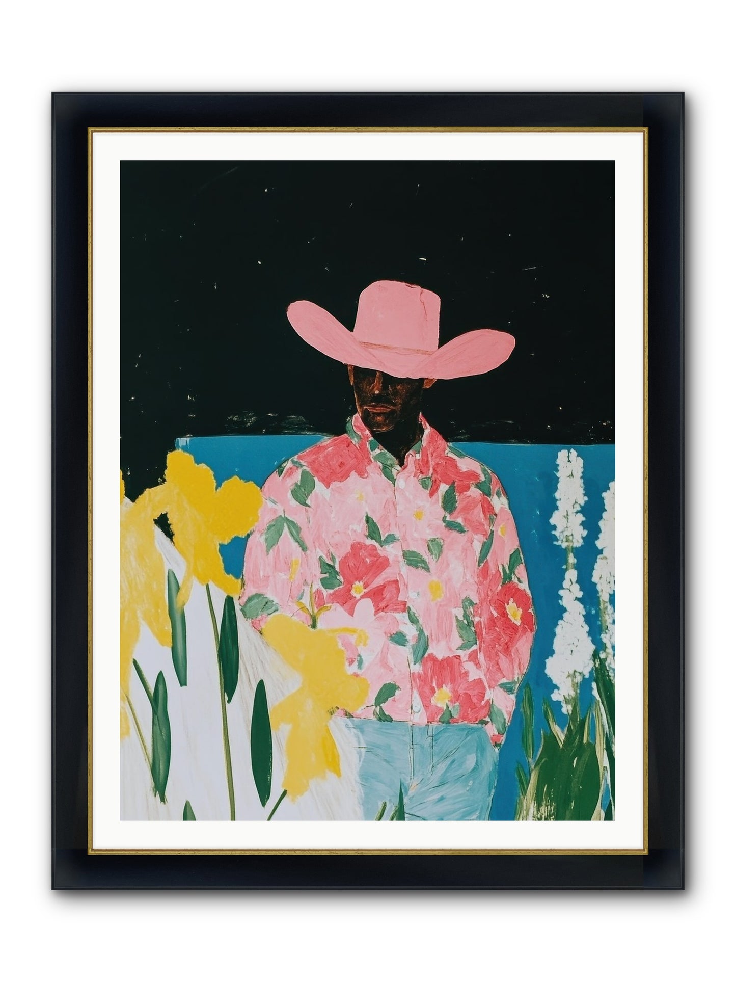 Cattle Drive Commander Framed Print - Wide Black w/Gold 36x48