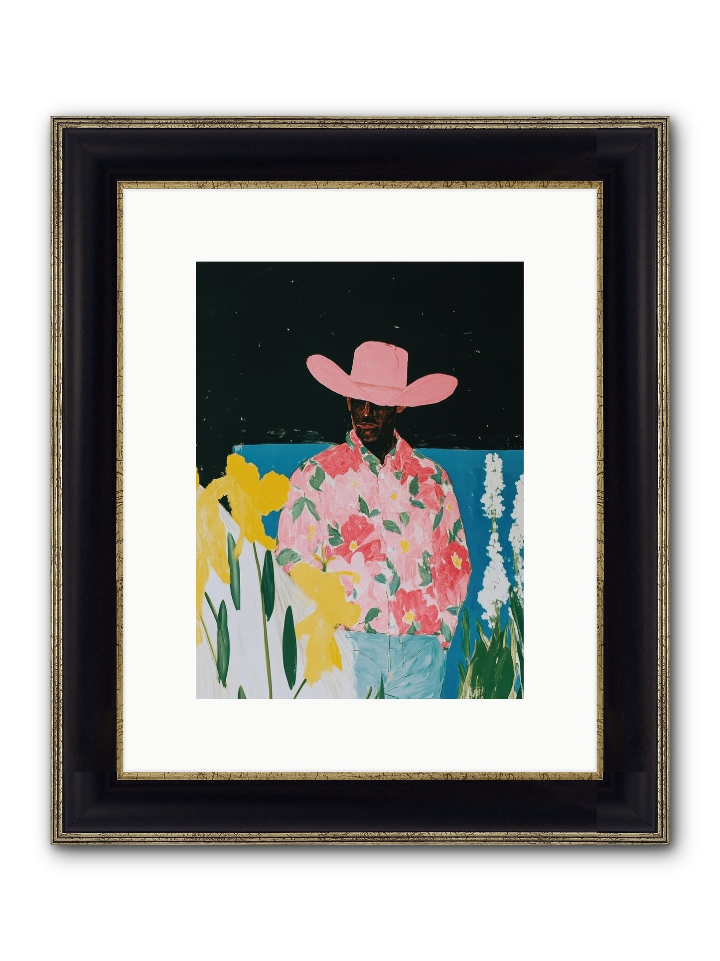Cattle Drive Commander Framed Print - Black & Gold 9x12