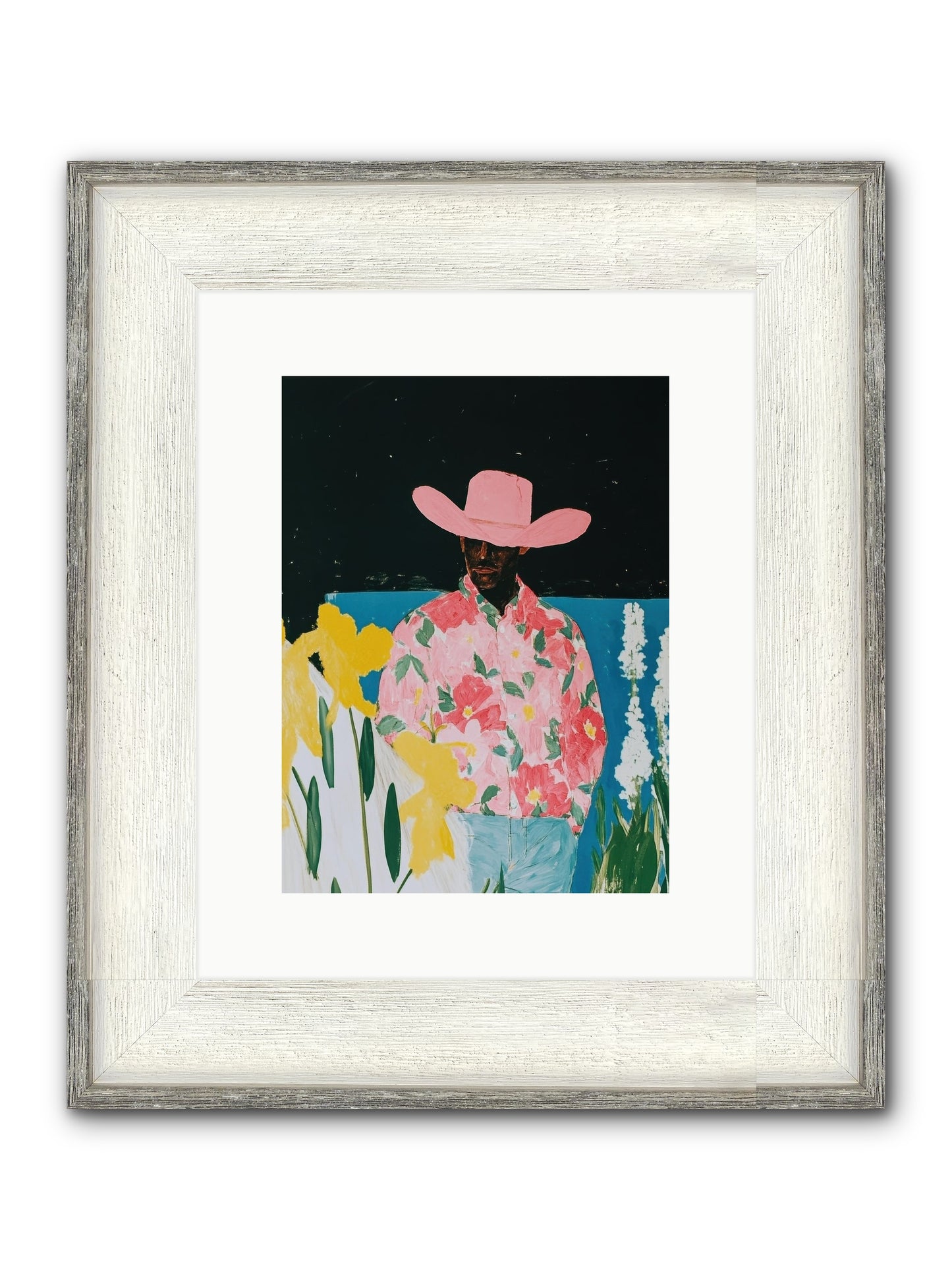 Cattle Drive Commander Framed Print - Driftwood White 9x12