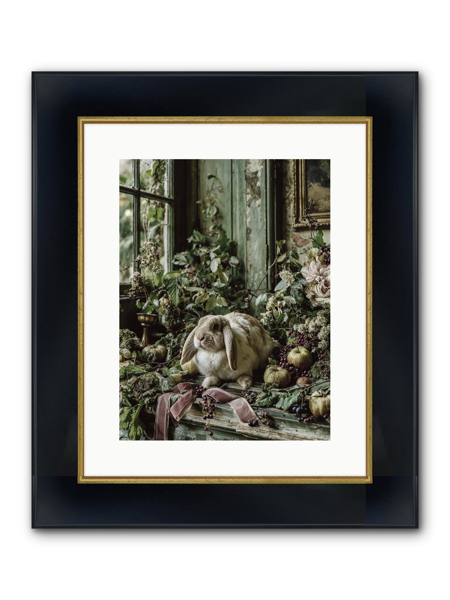 Celadine Framed Print - Wide Black w/Gold 12x16