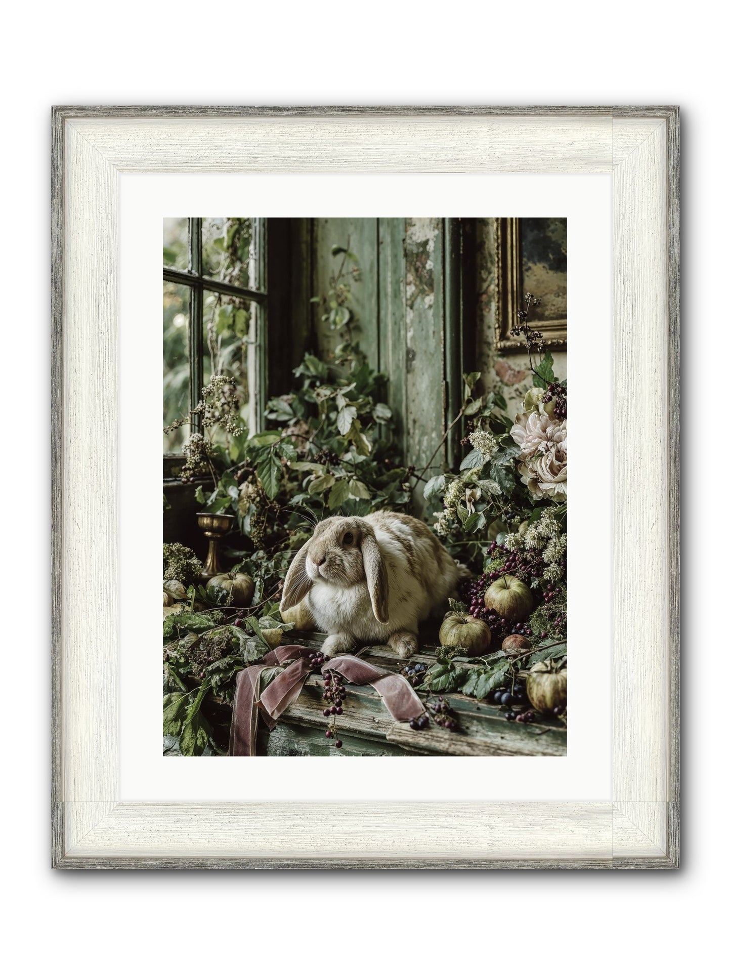 Celadine Framed Print - Driftwood White 18x24