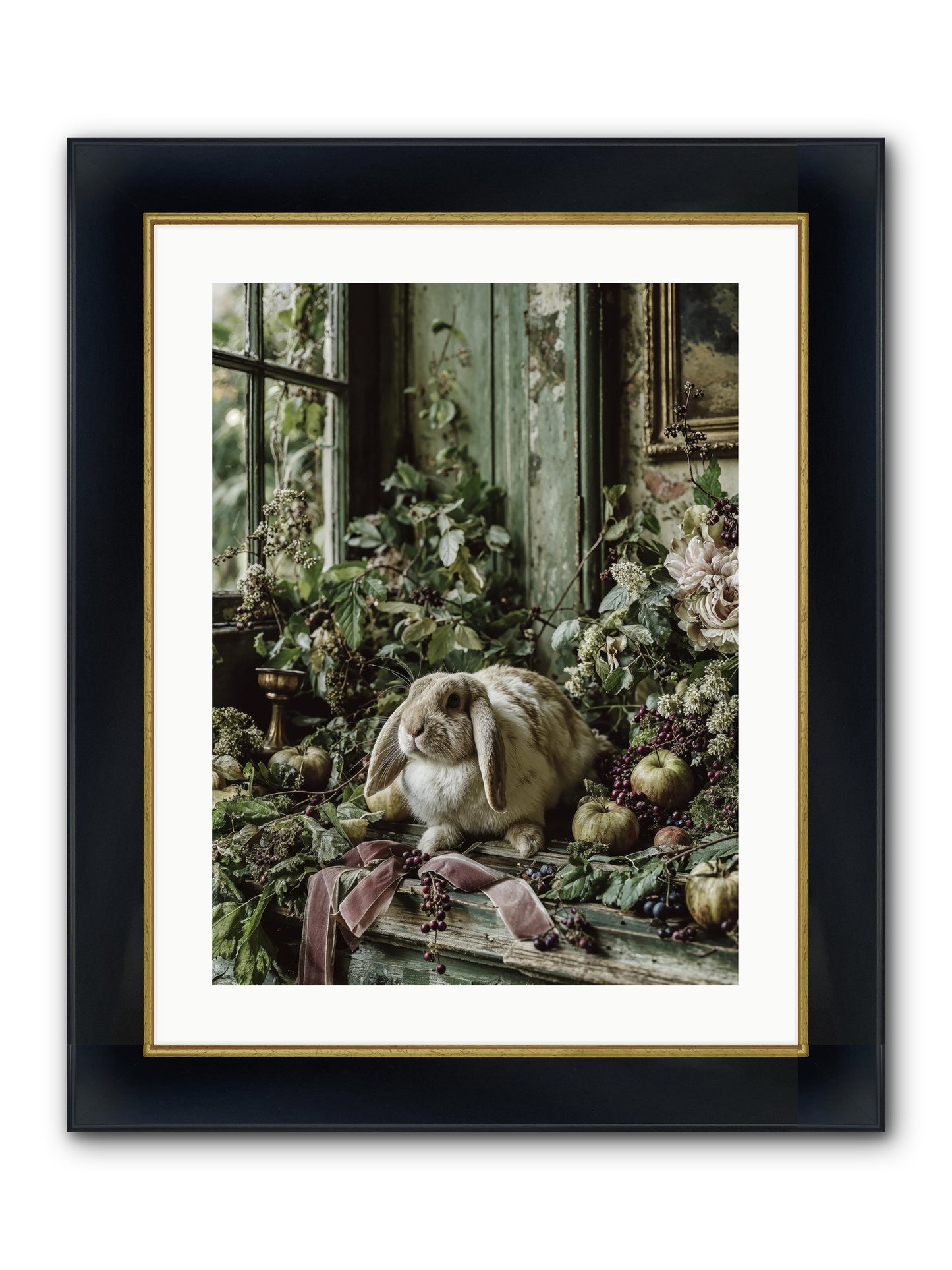 Celadine Framed Print - Wide Black w/Gold 18x24