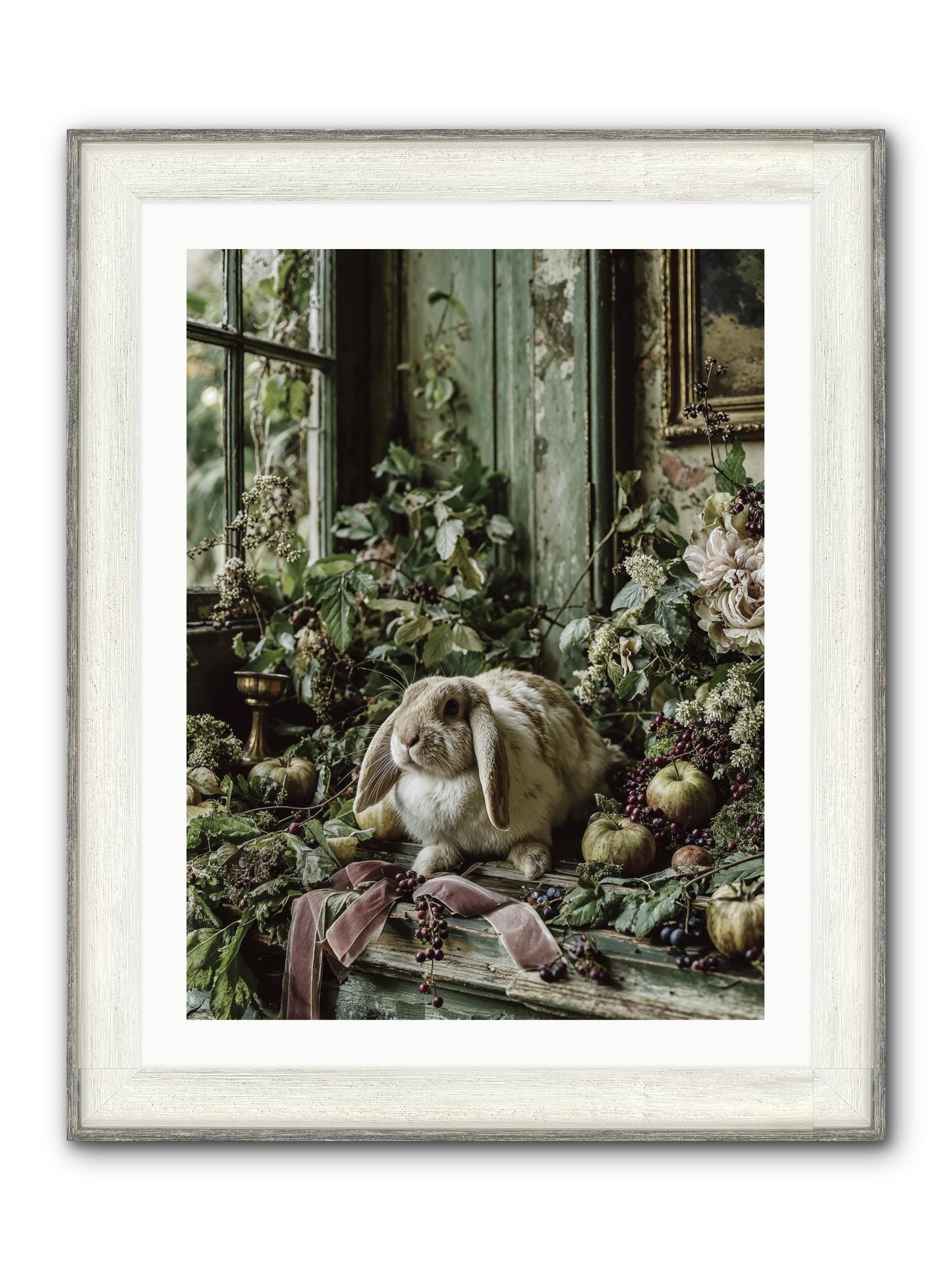 Celadine Framed Print - Driftwood White 24x32
