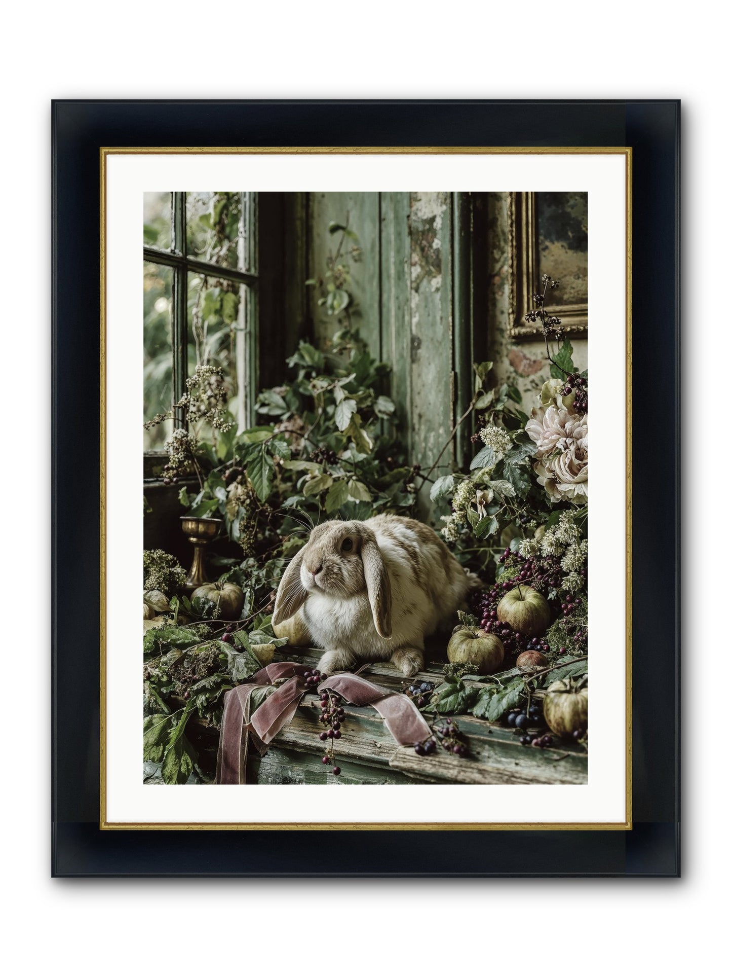Celadine Framed Print - Wide Black w/Gold 24x32