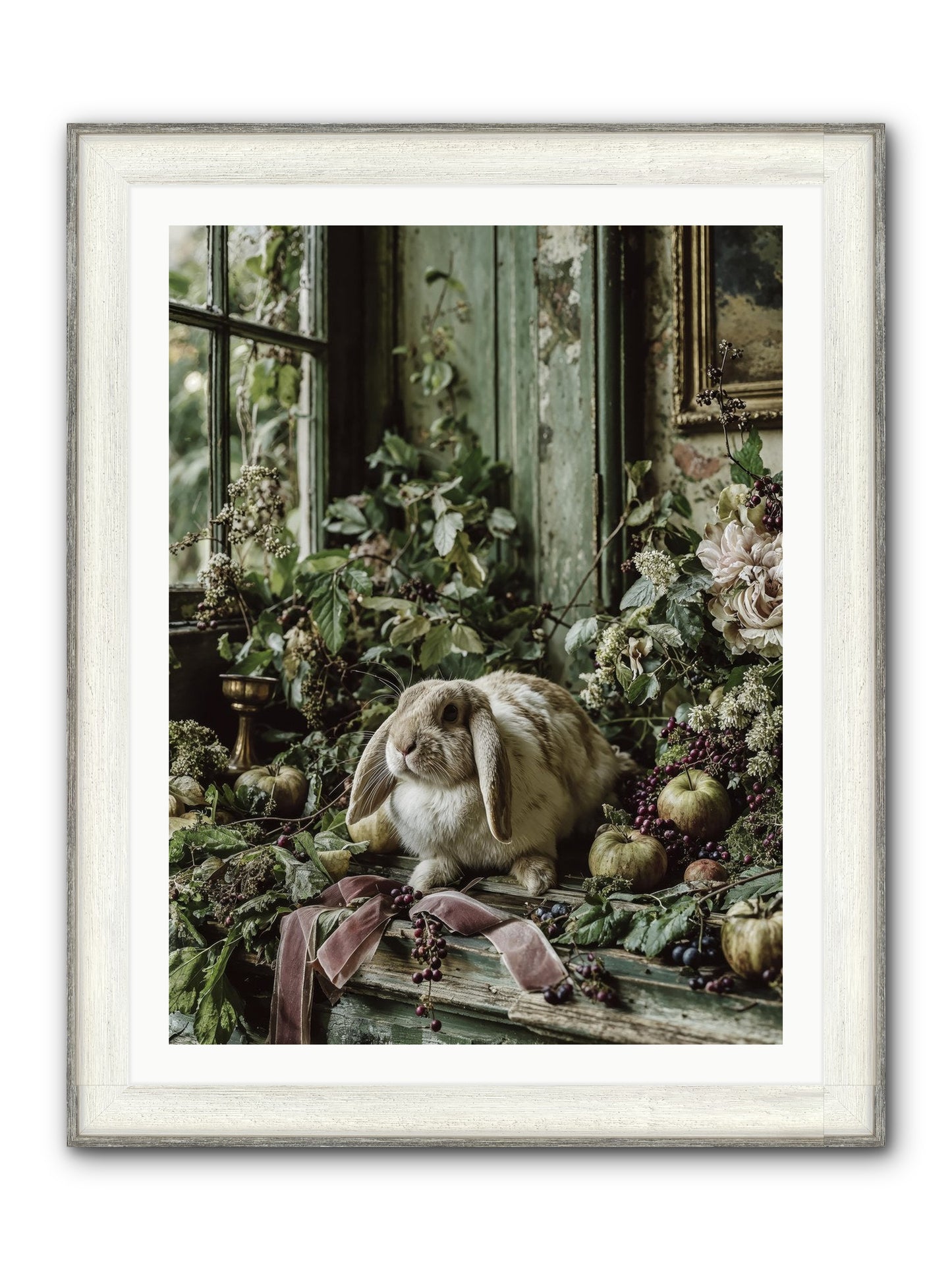 Celadine Framed Print - Driftwood White 30x40