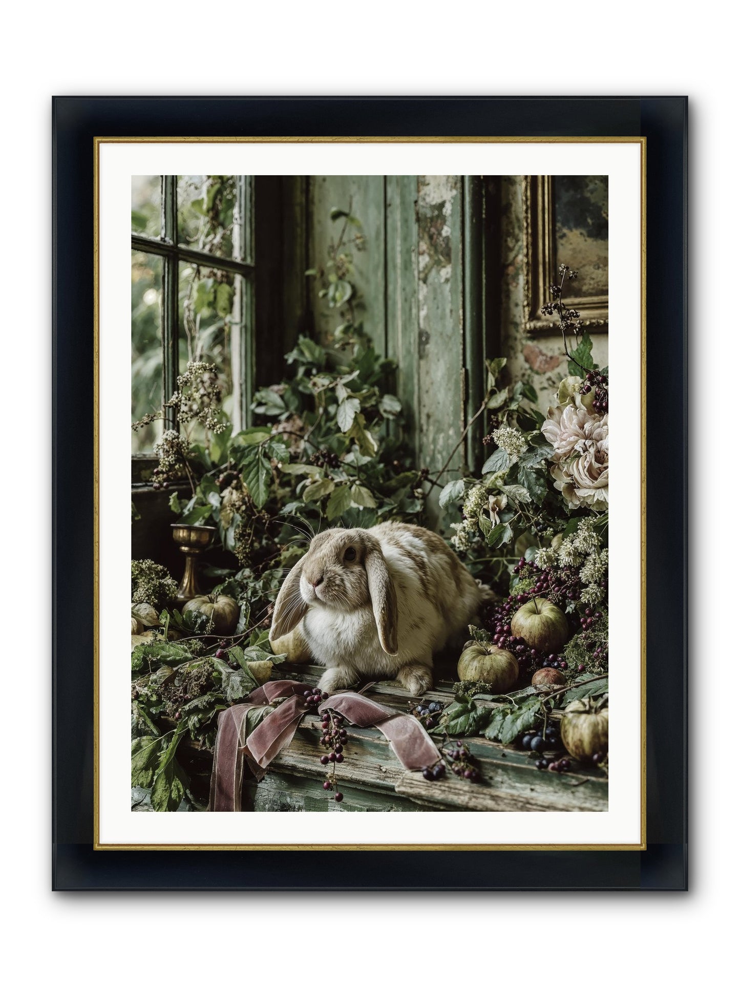 Celadine Framed Print - Wide Black w/Gold 30x40