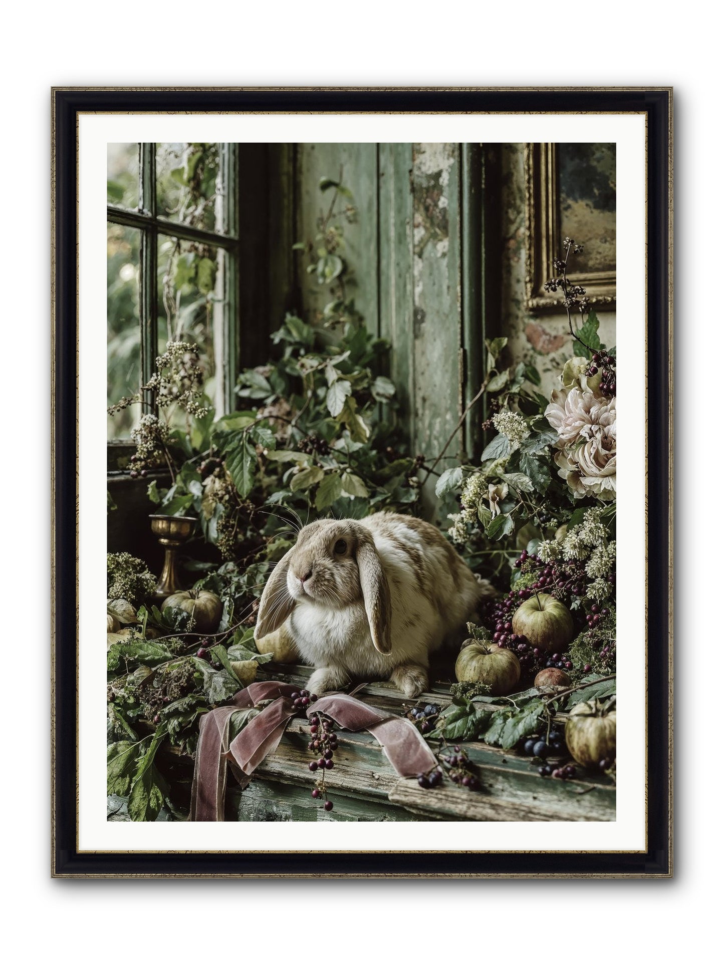 Celadine Framed Print - Black & Gold 36x48