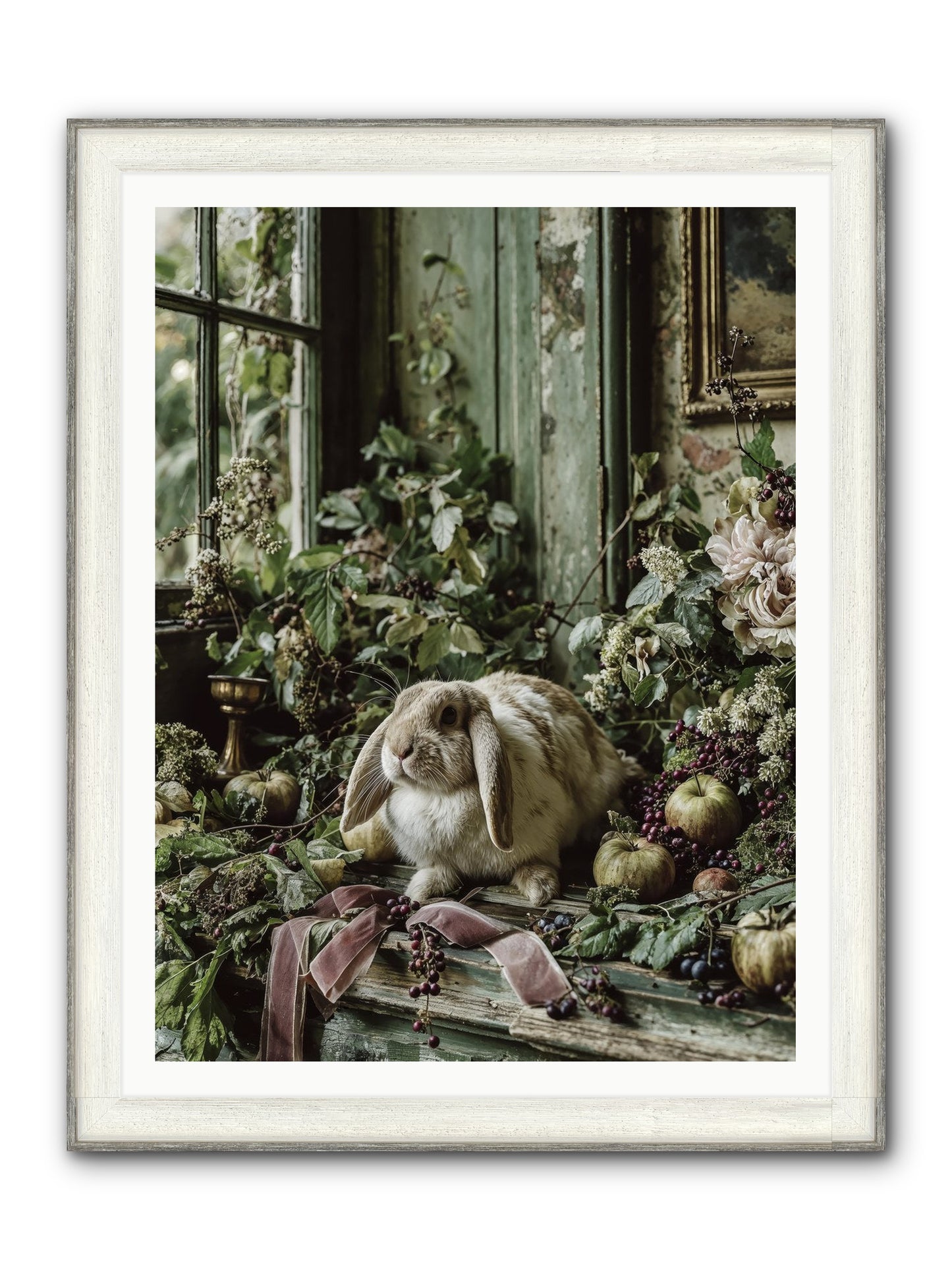 Celadine Framed Print - Driftwood White 36x48