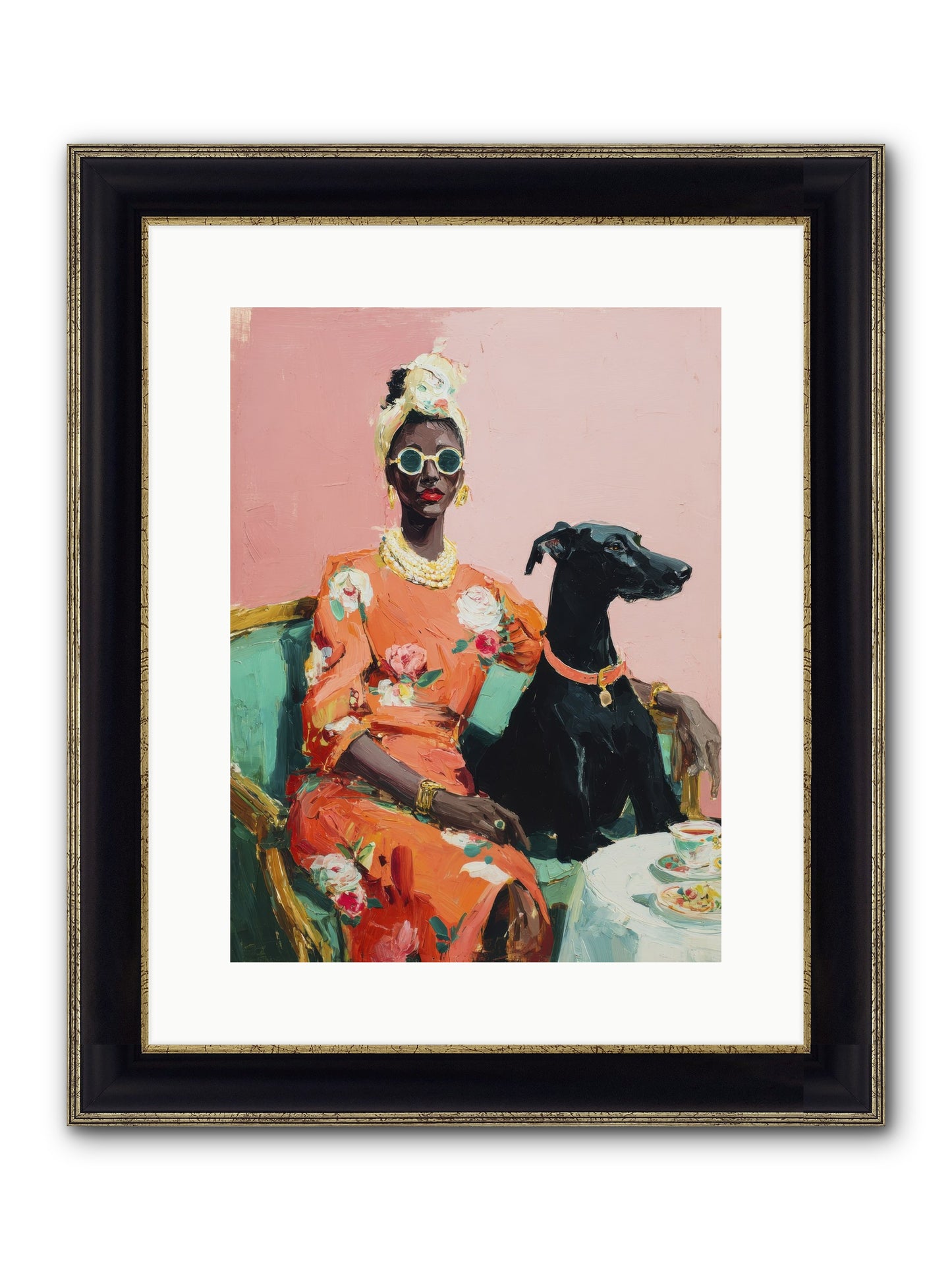 Celeste & Linden Framed Print - Black & Gold 12x16