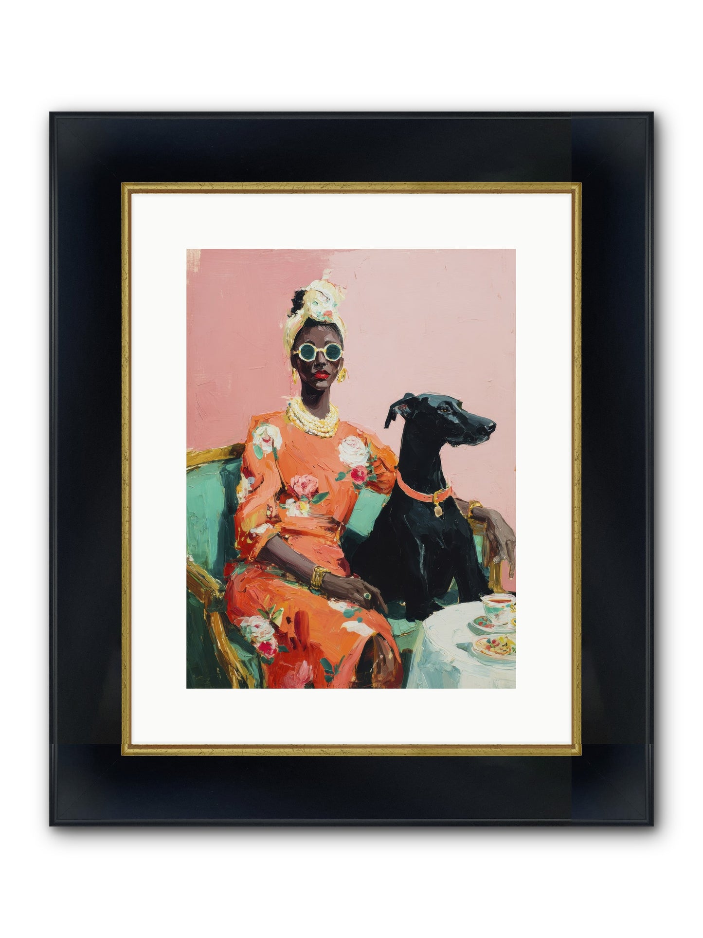 Celeste & Linden Framed Print - Wide Black w/Gold 12x16