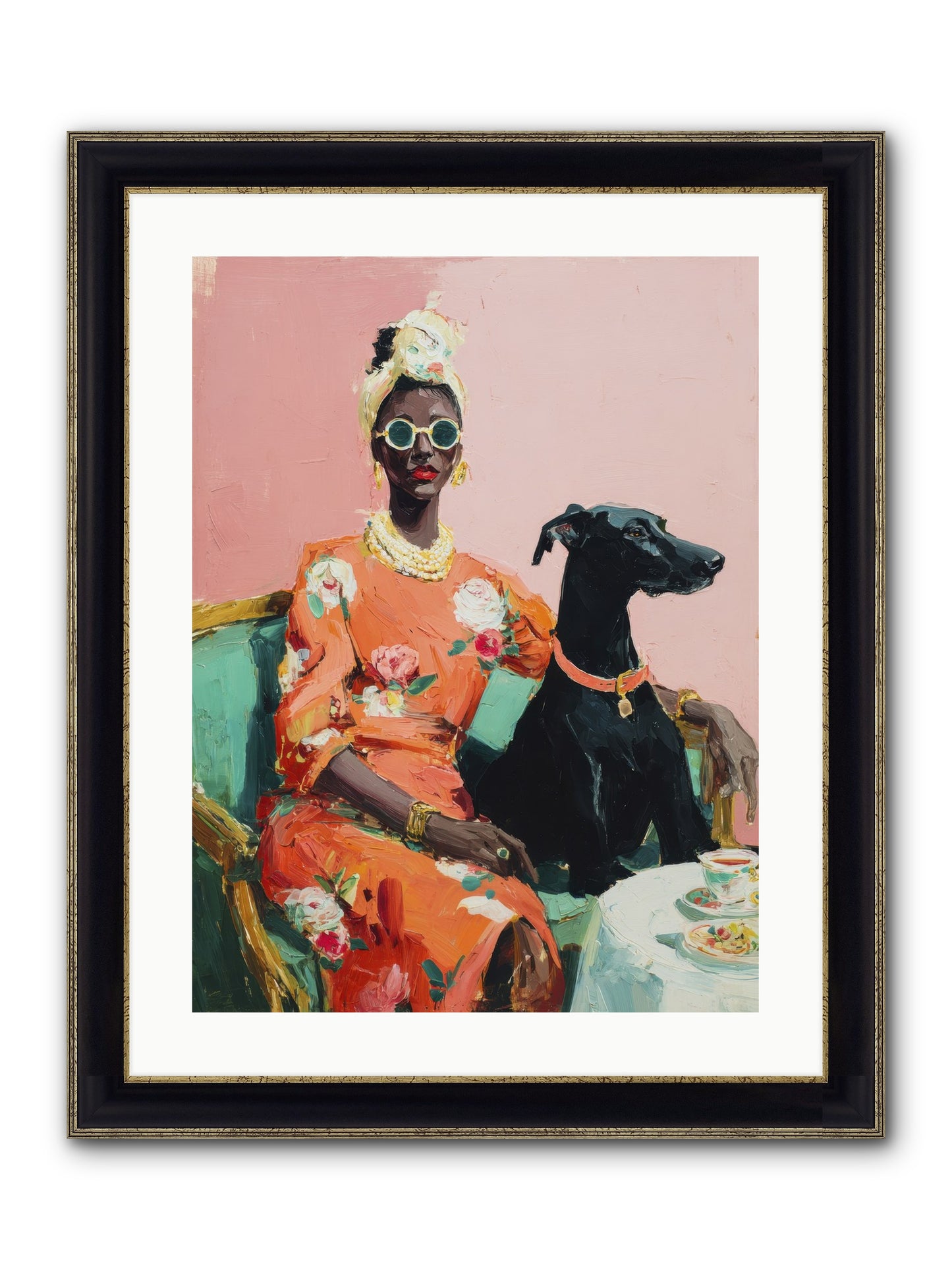 Celeste & Linden Framed Print - Black & Gold 18x24