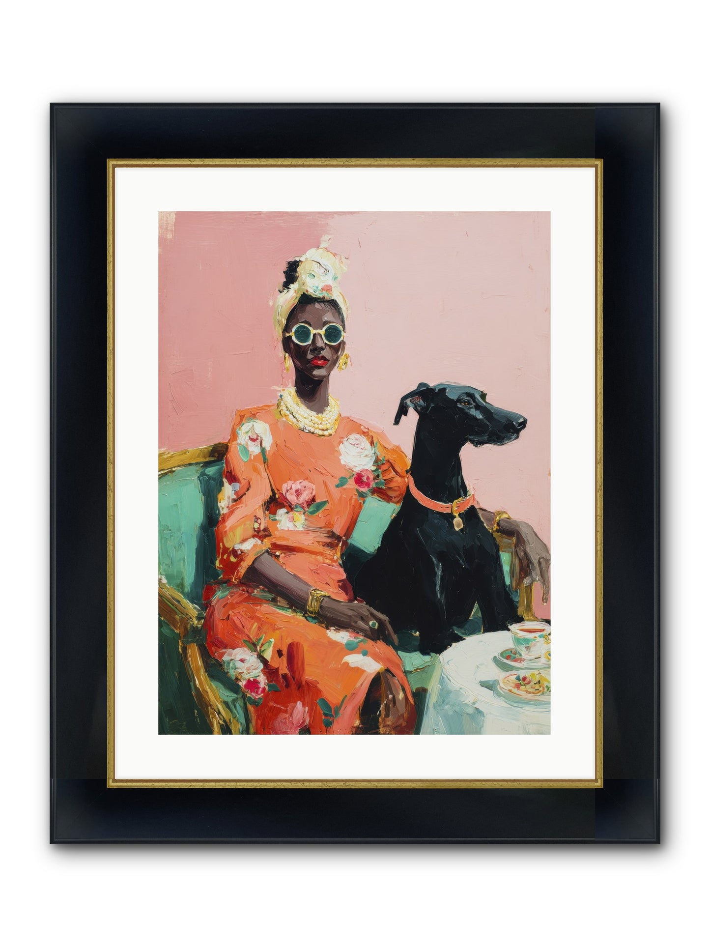 Celeste & Linden Framed Print - Wide Black w/Gold 18x24