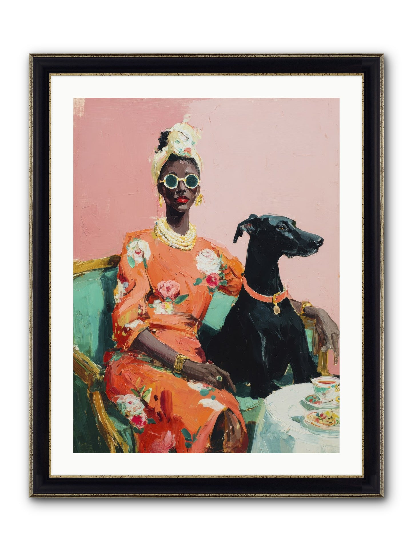Celeste & Linden Framed Print - Black & Gold 24x32