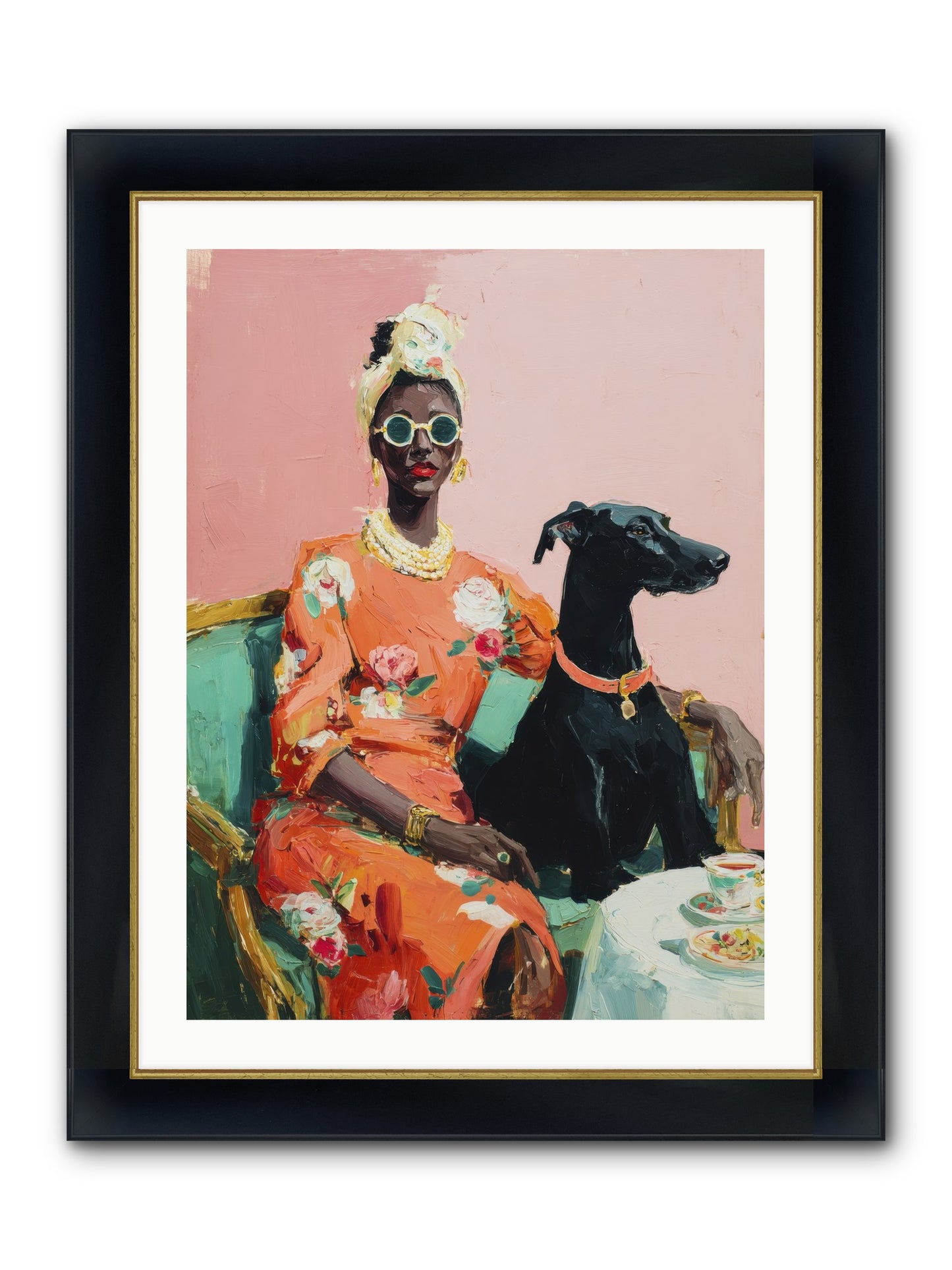 Celeste & Linden Framed Print - Wide Black w/Gold 24x32