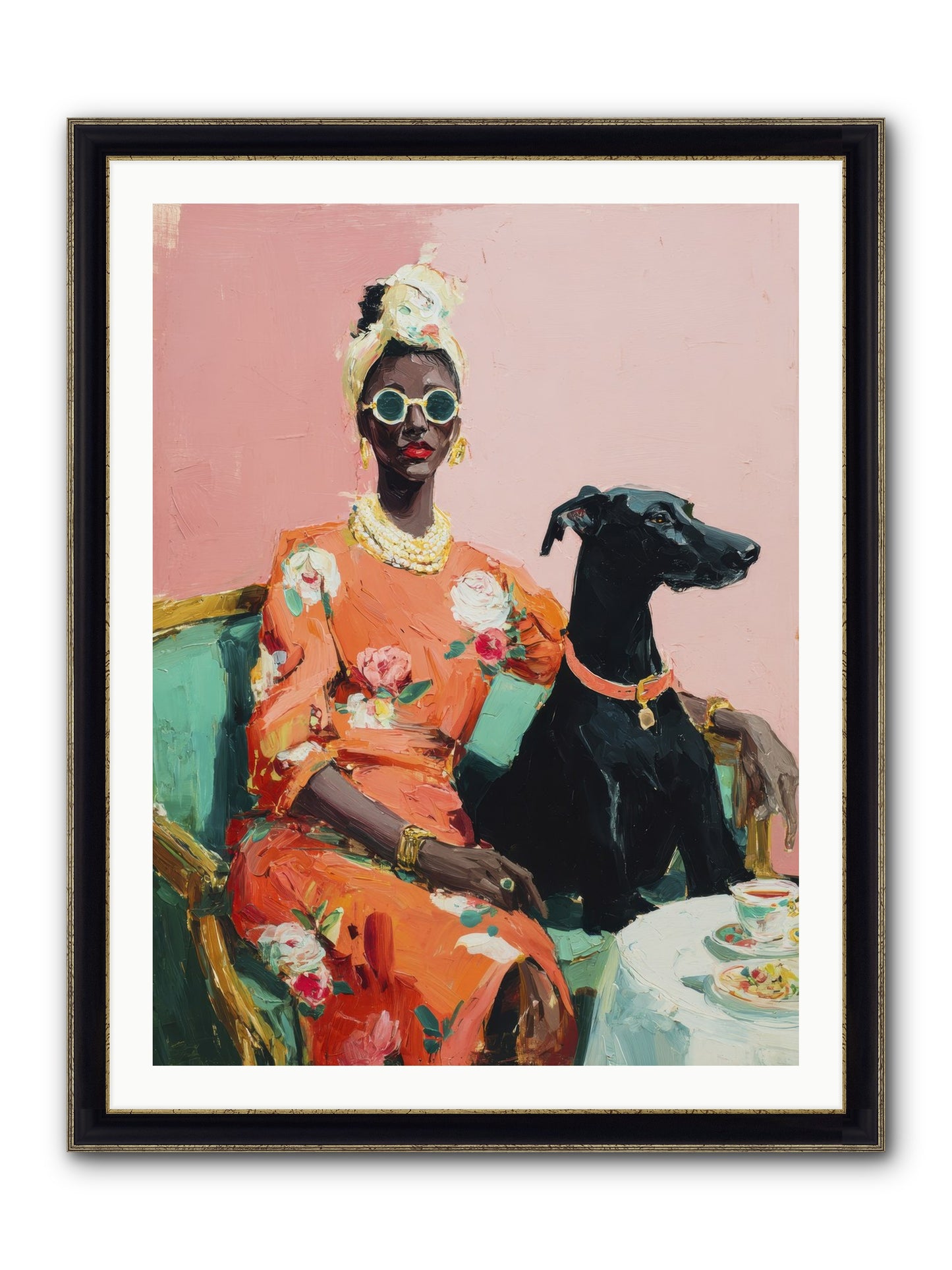 Celeste & Linden Framed Print - Black & Gold 30x40