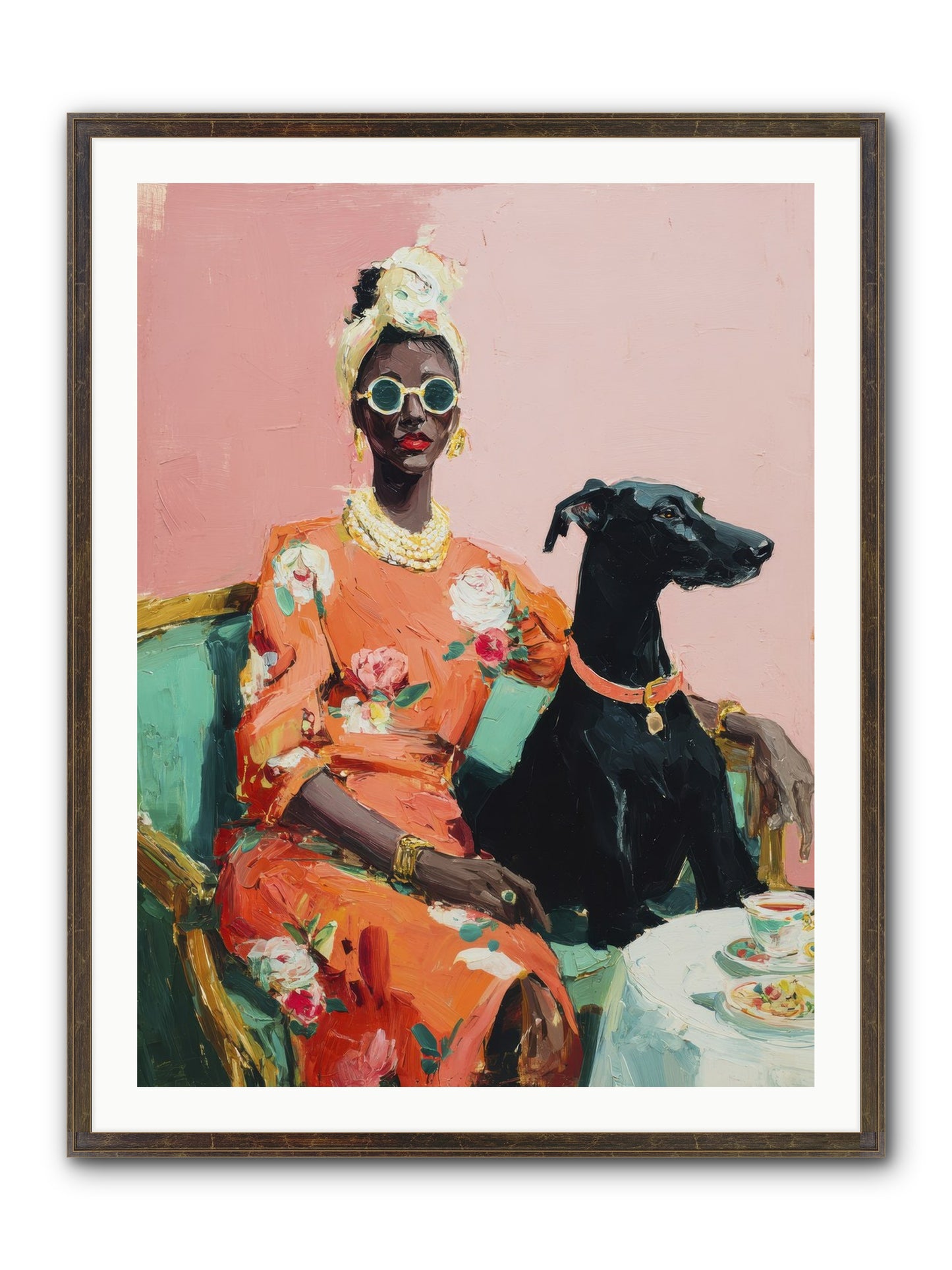 Celeste & Linden Framed Print - Slimwoods Black/Gold 30x40