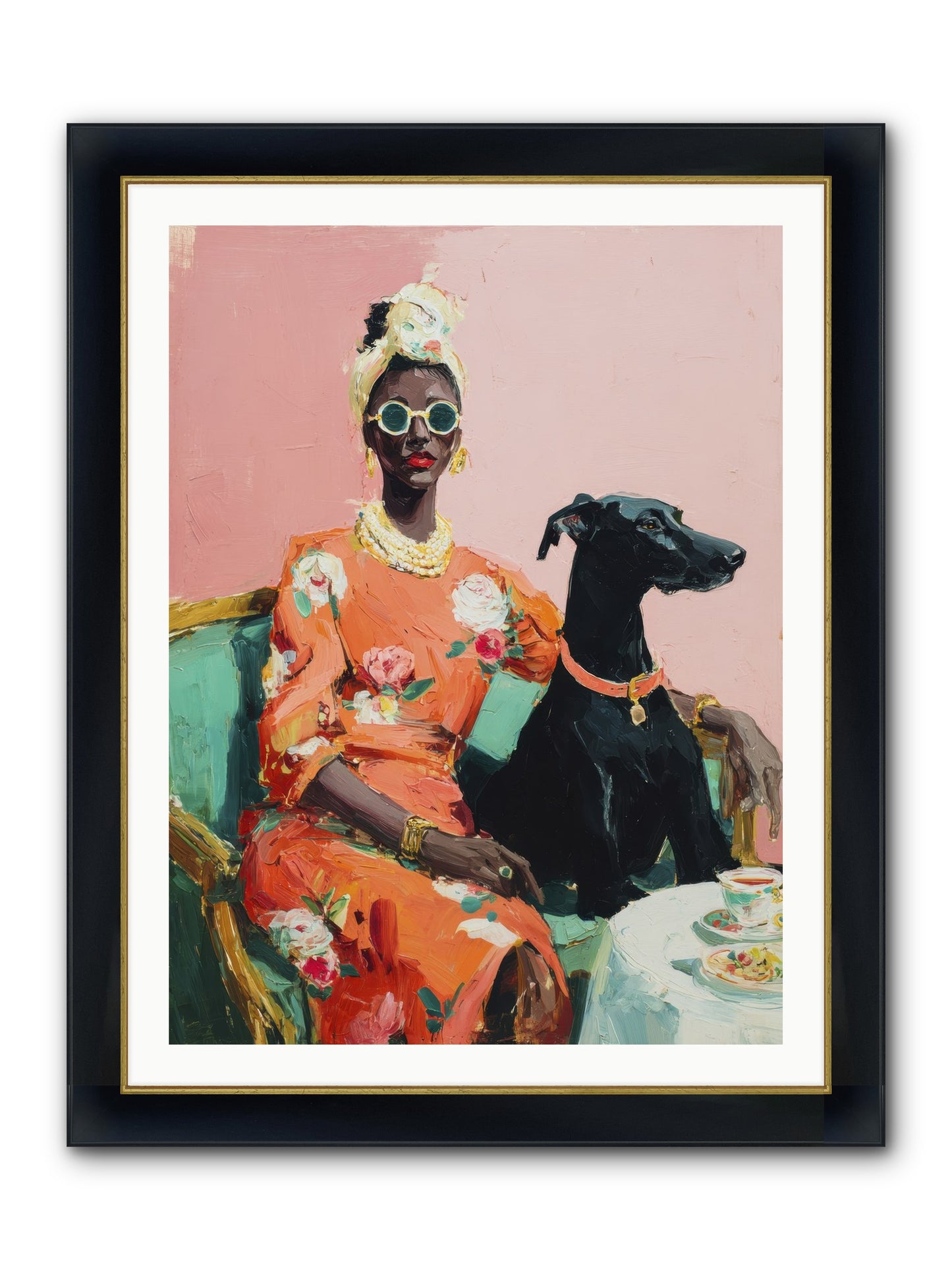 Celeste & Linden Framed Print - Wide Black w/Gold 30x40