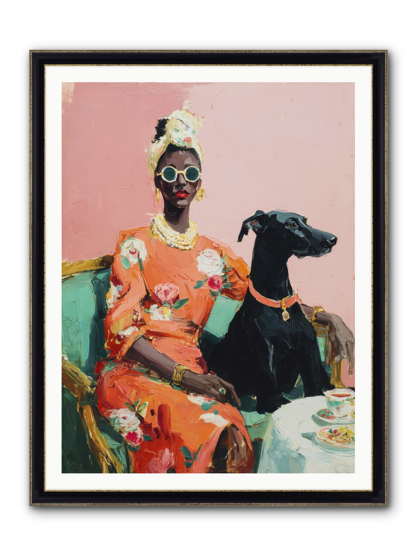 Celeste & Linden Framed Print - Black & Gold 36x48
