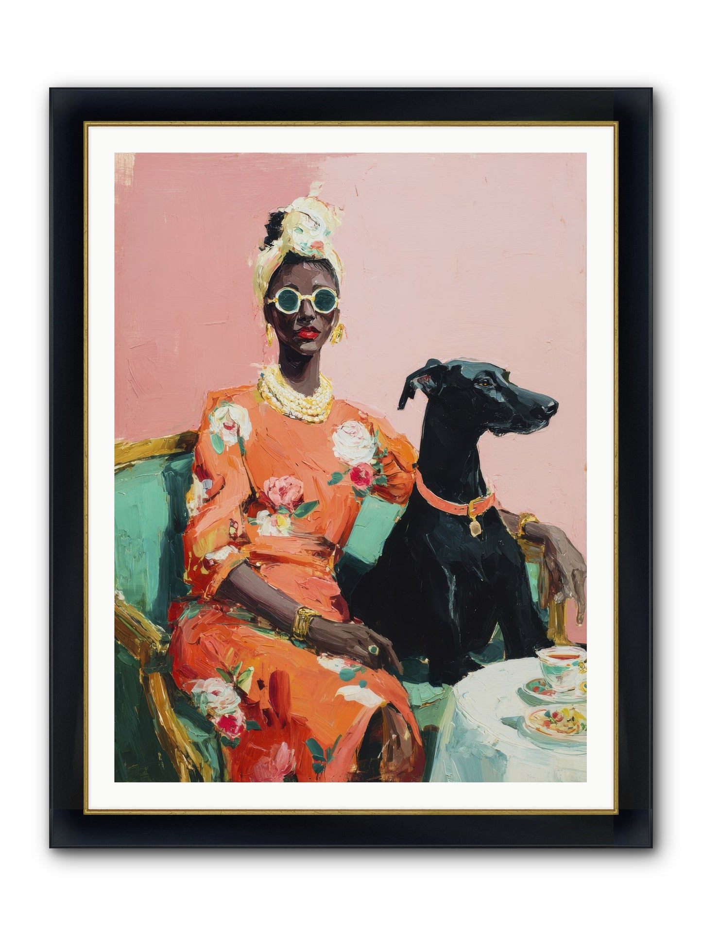 Celeste & Linden Framed Print - Wide Black w/Gold 36x48
