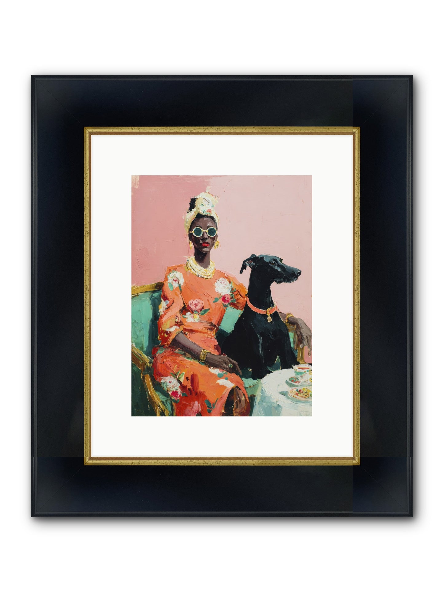 Celeste & Linden Framed Print - Wide Black w/Gold 9x12