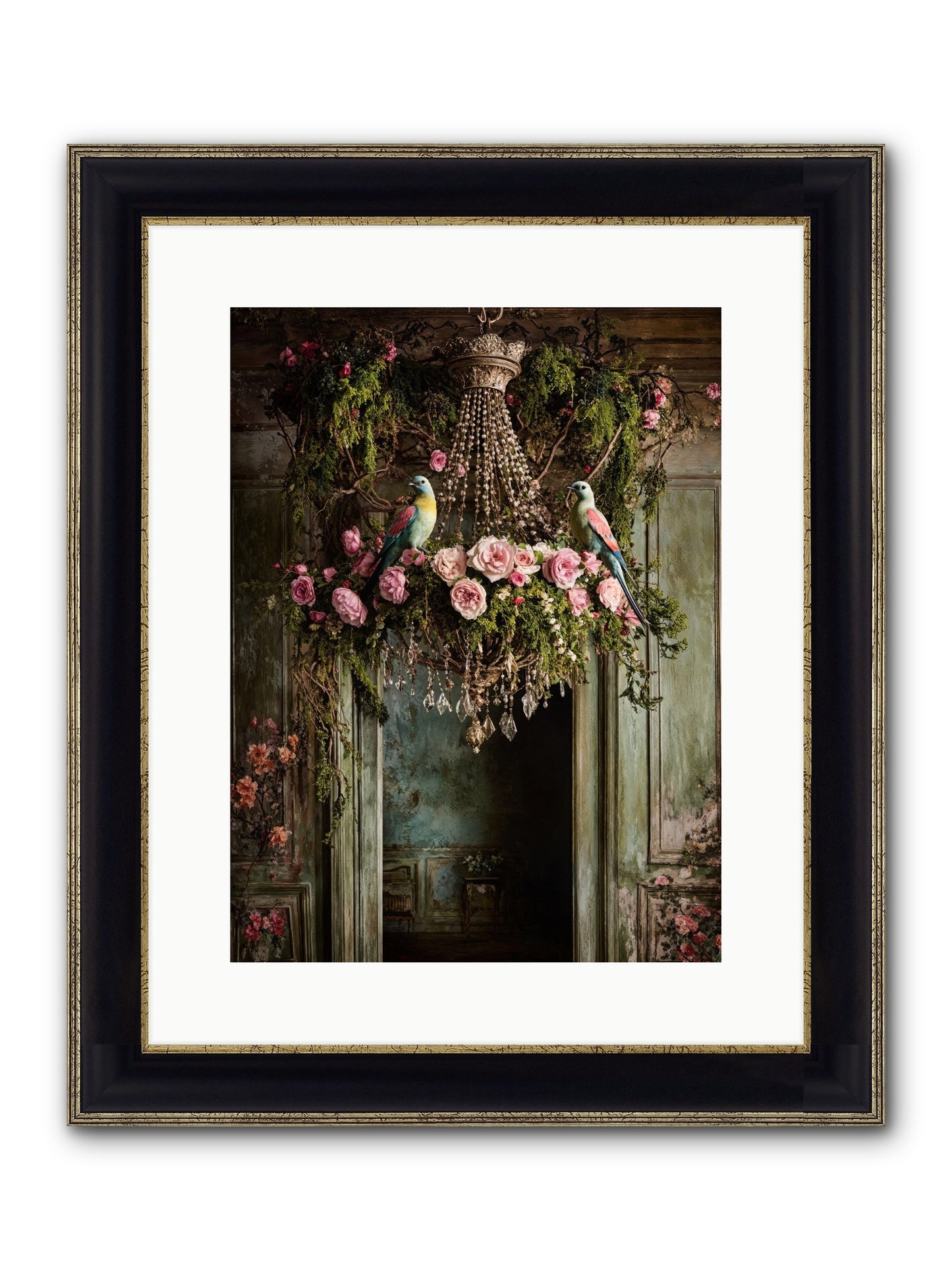 Celestial Glasserie Framed Print - Black & Gold 12x16