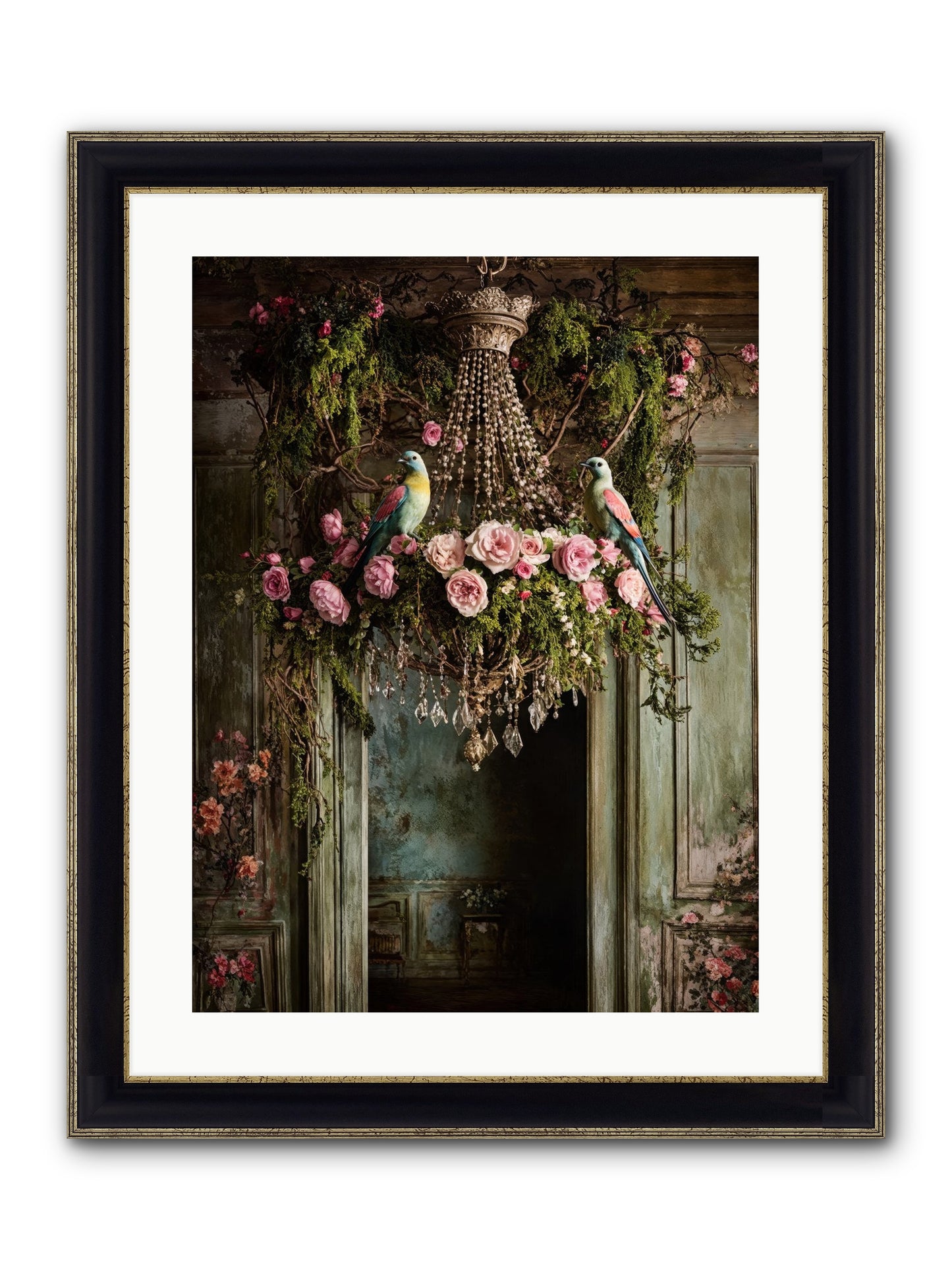 Celestial Glasserie Framed Print - Black & Gold 18x24